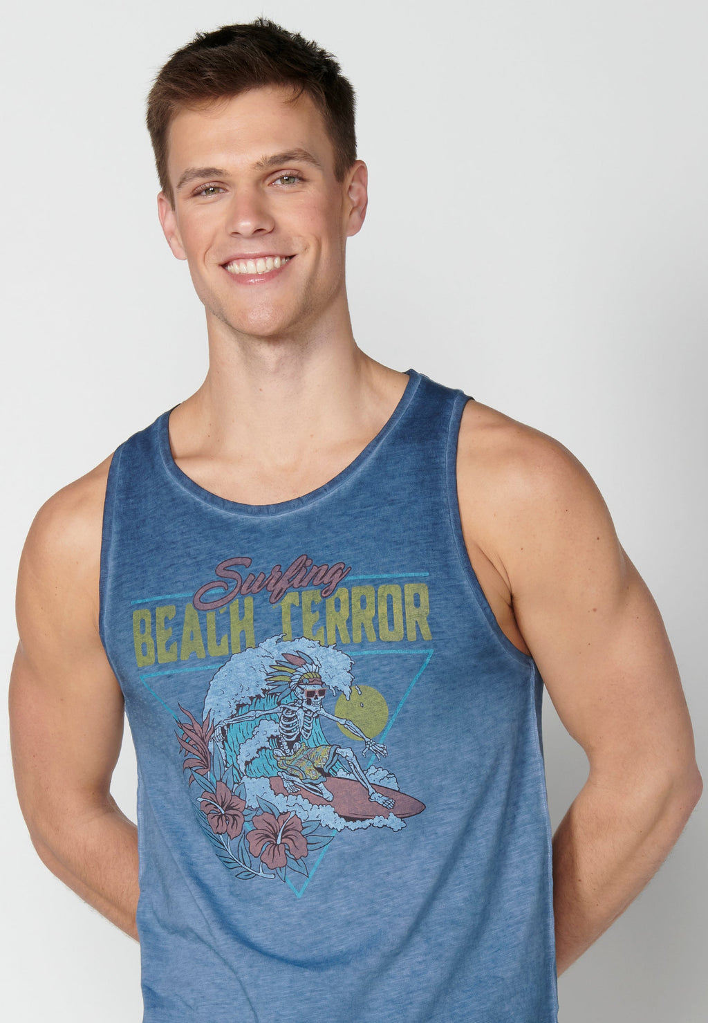 Camiseta Sin Mangas Hombre Degradado Estampada – Koroshi Índigo