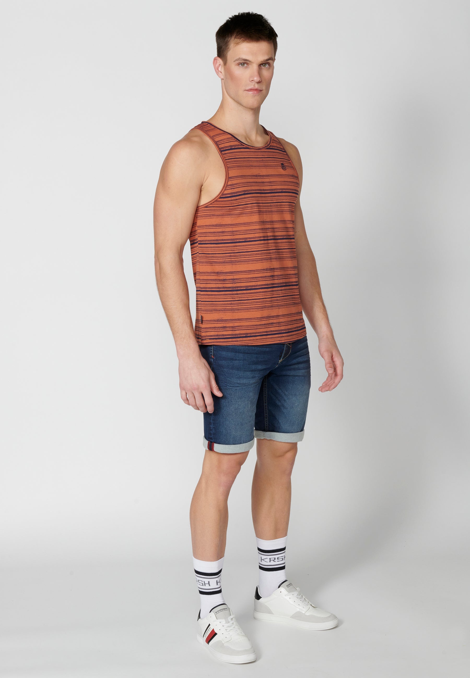 Camiseta Sin Mangas Hombre a Rayas – Koroshi Teja