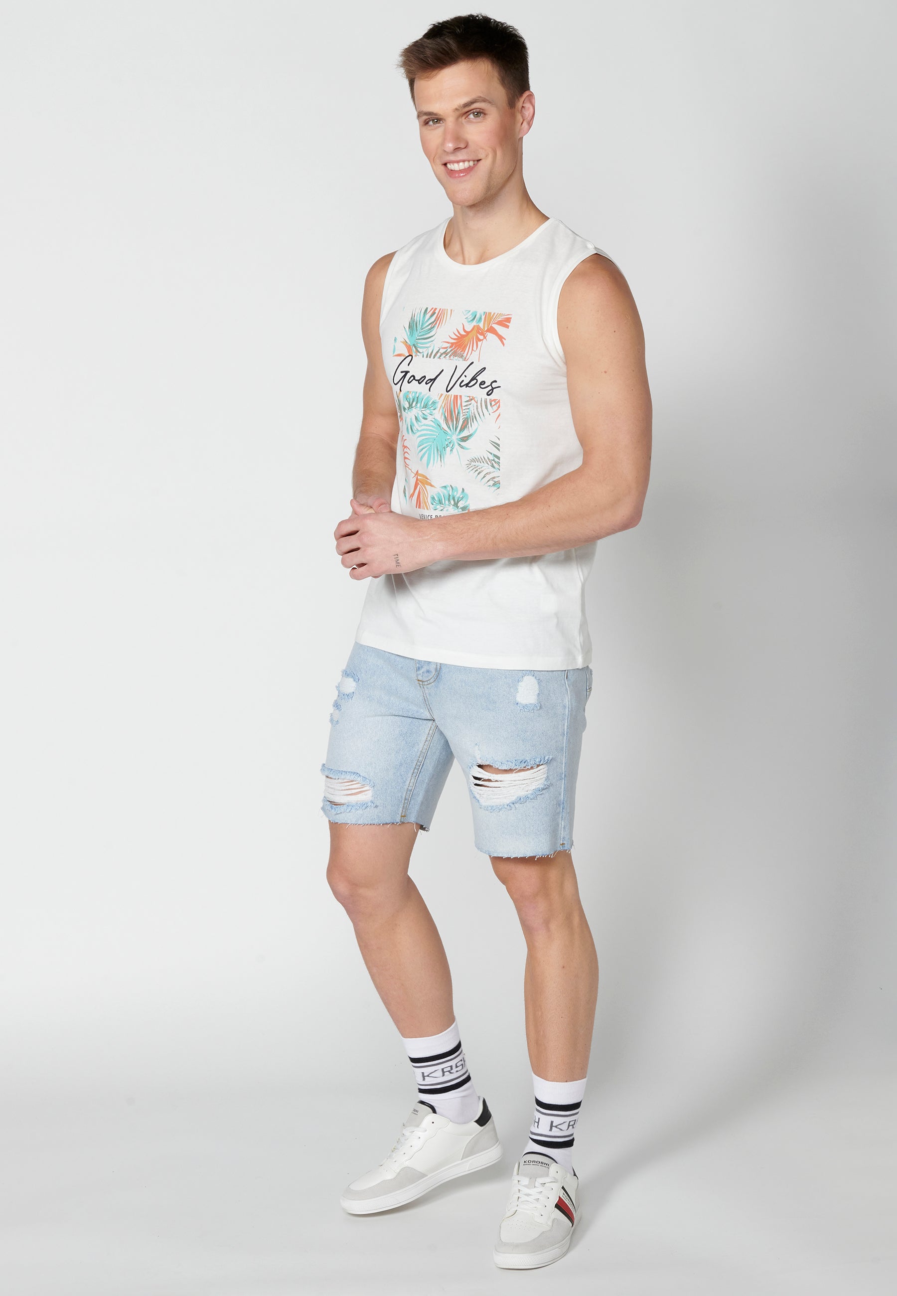 Camiseta Sin Mangas Hombre Estampada – Koroshi 2311MS61