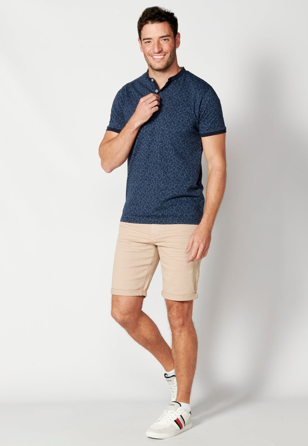 Polo Hombre Manga Corta Cuello Mao – Koroshi Índigo