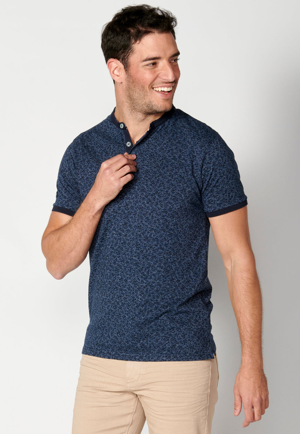 Polo Hombre Manga Corta Cuello Mao – Koroshi Índigo