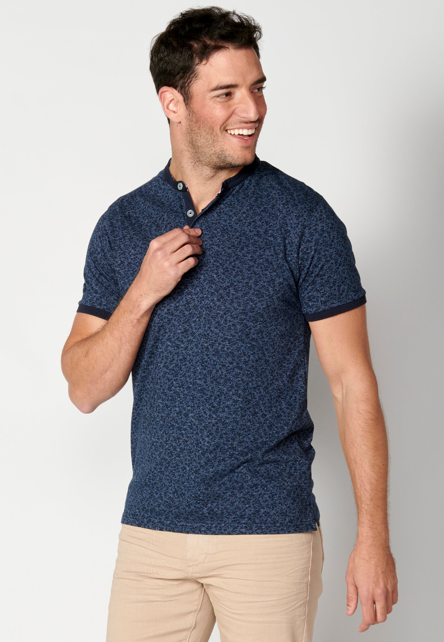 Polo Hombre Manga Corta Cuello Mao – Koroshi Índigo