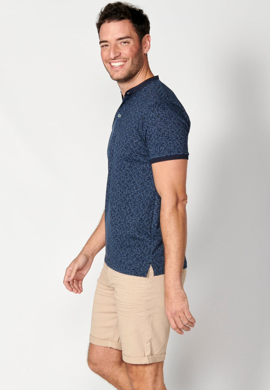 Polo Hombre Manga Corta Cuello Mao – Koroshi Índigo