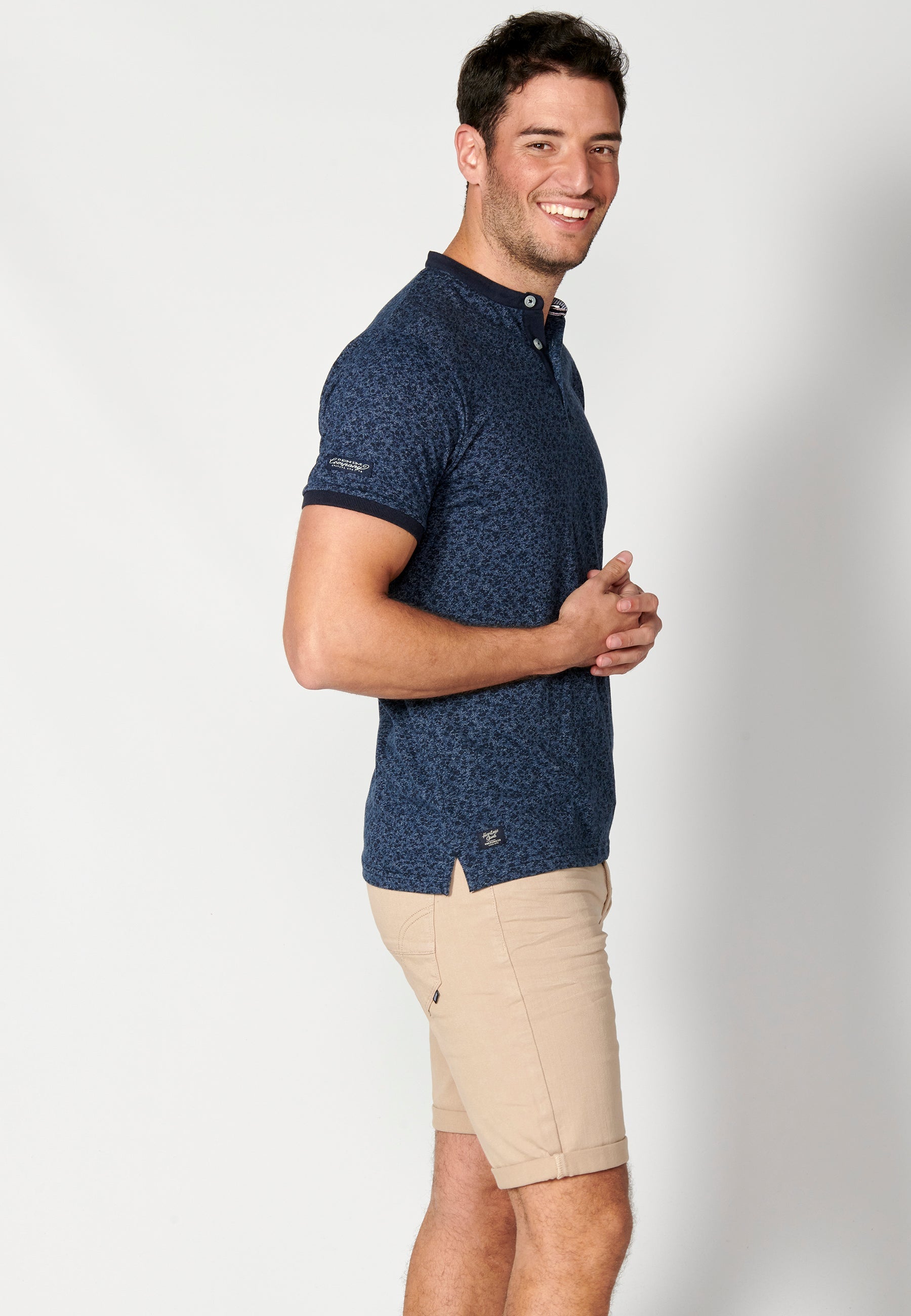 Polo Hombre Manga Corta Cuello Mao – Koroshi Índigo
