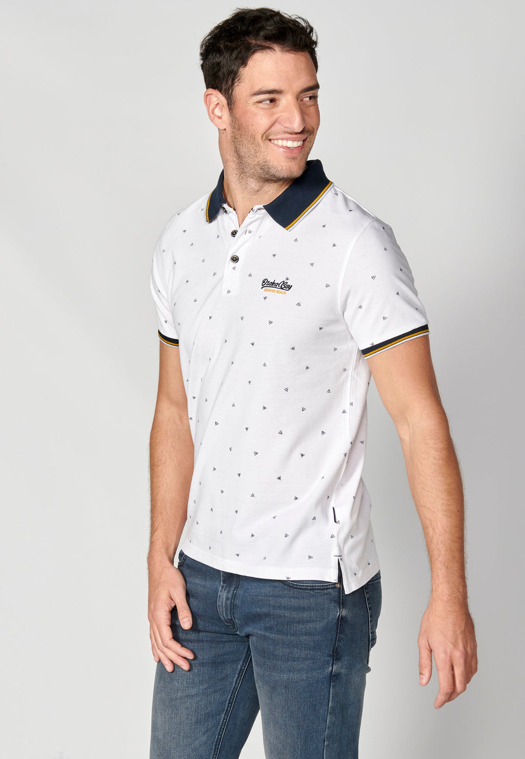 Polo Hombre Manga Corta Cuello Camisero Estampado – Koroshi 2311PC04