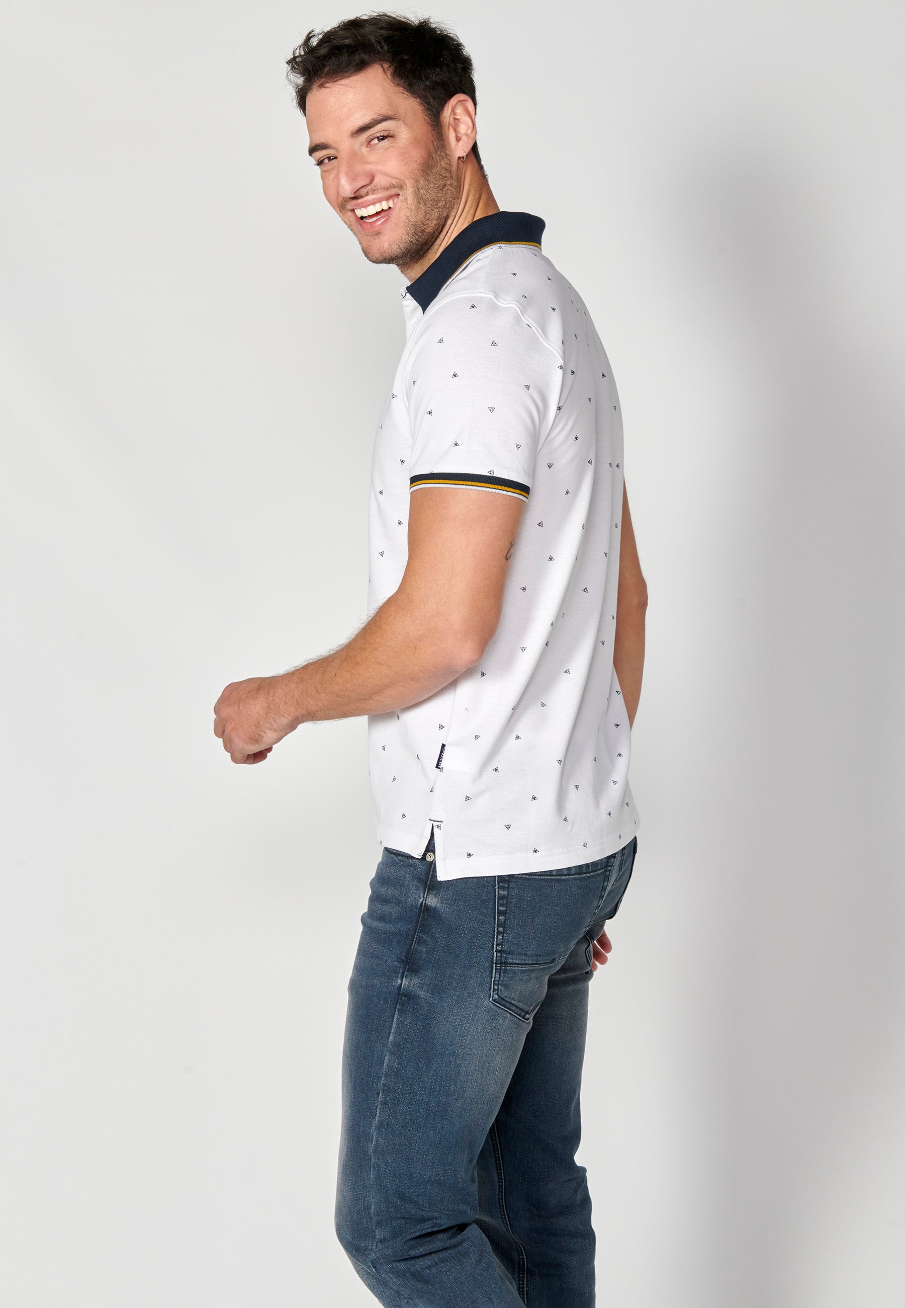 Polo Hombre Manga Corta Cuello Camisero Estampado – Koroshi 2311PC04