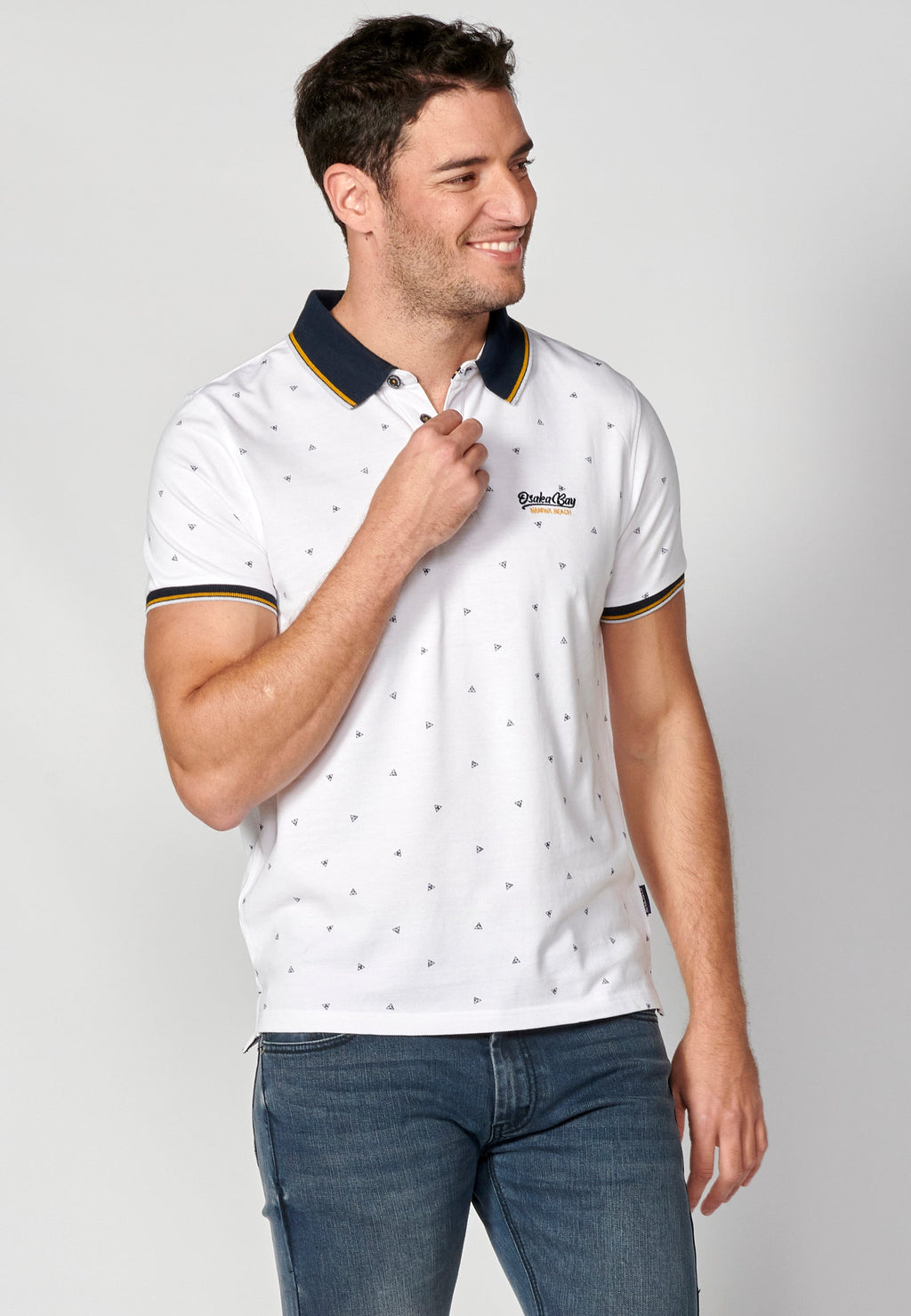 Polo Hombre Manga Corta Cuello Camisero Estampado – Koroshi 2311PC04