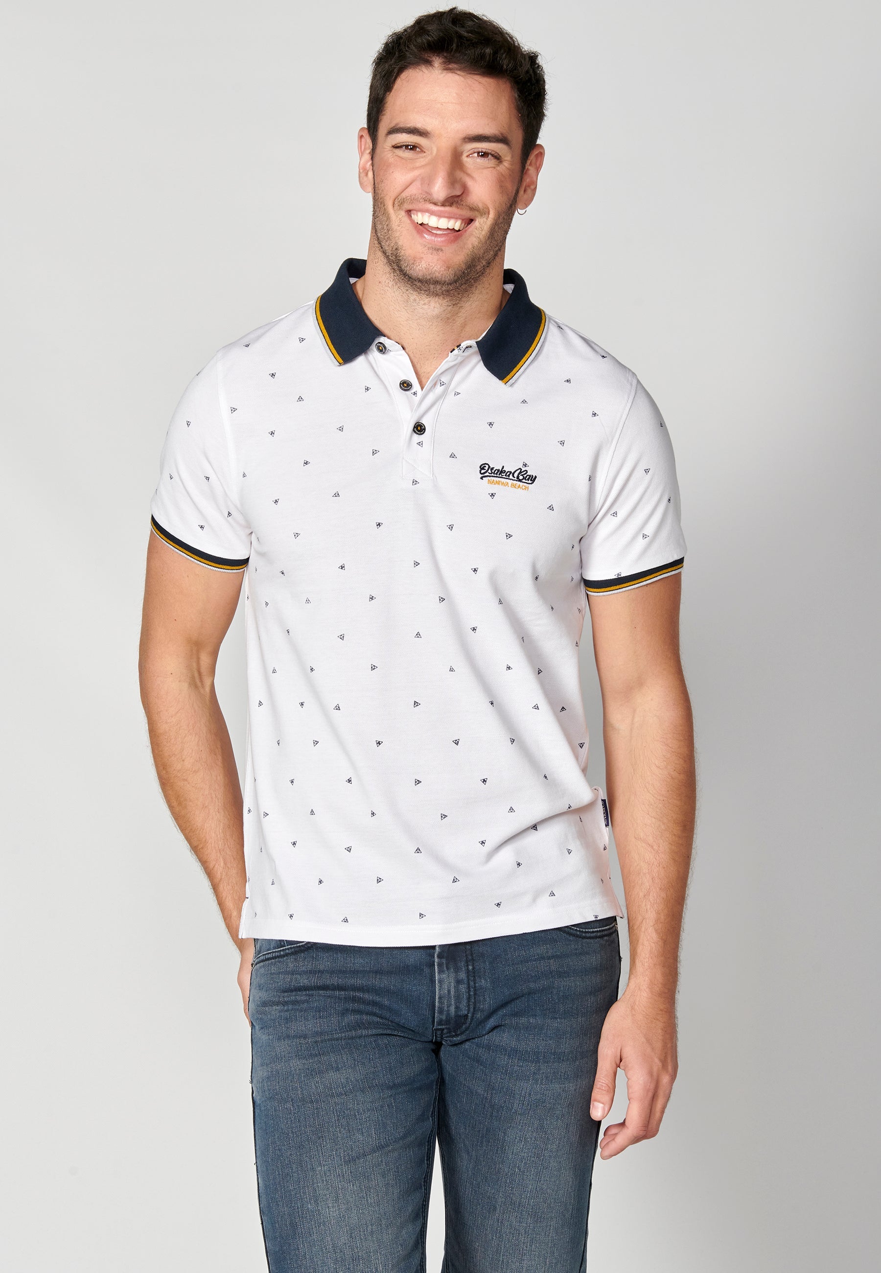 Polo Hombre Manga Corta Cuello Camisero Estampado – Koroshi 2311PC04