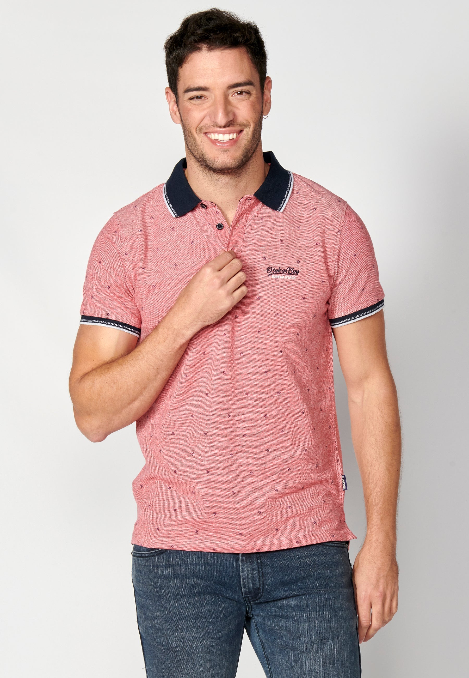 Polo Hombre Manga Corta Cuello Camisero Estampado – Koroshi 2311PC04