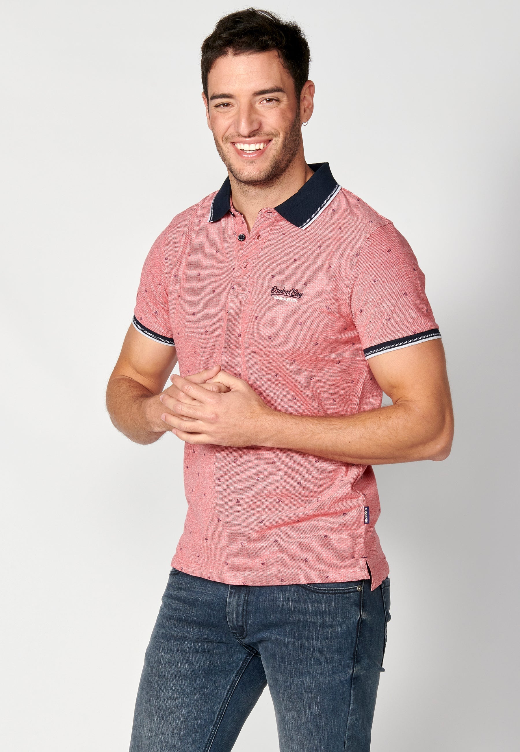 Polo Hombre Manga Corta Cuello Camisero Estampado – Koroshi 2311PC04