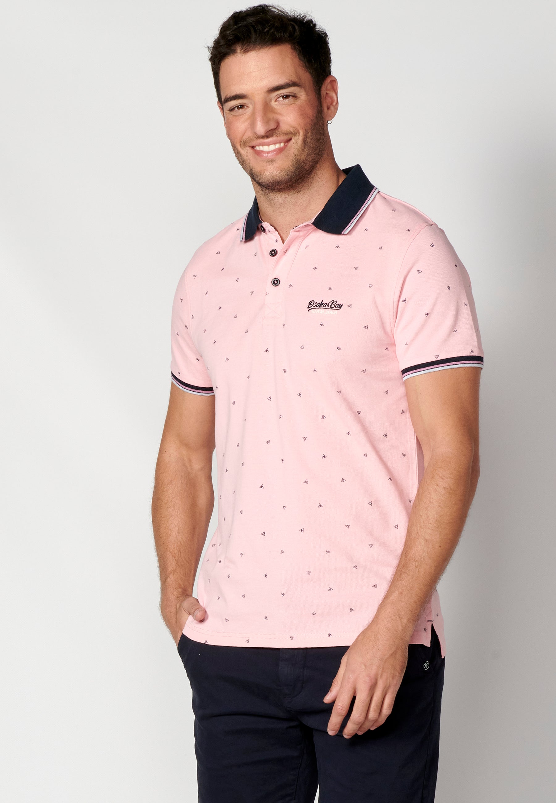 Polo Hombre Manga Corta Cuello Camisero Estampado – Koroshi 2311PC04