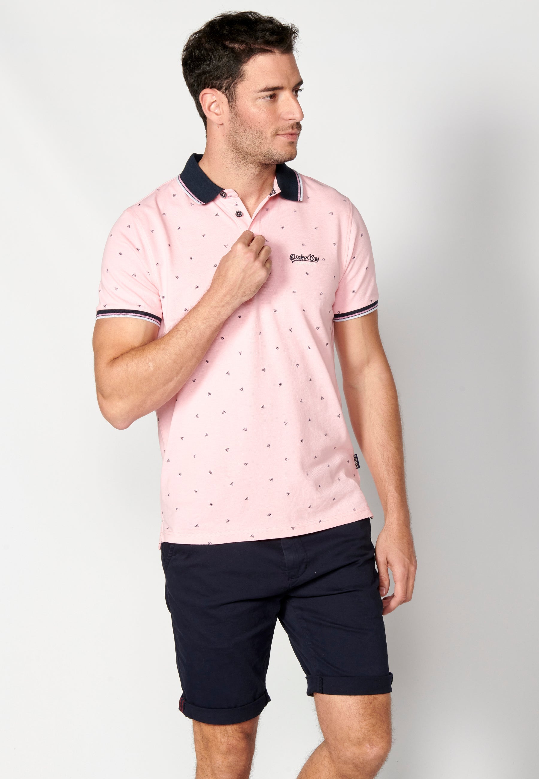 Polo Hombre Manga Corta Cuello Camisero Estampado – Koroshi 2311PC04