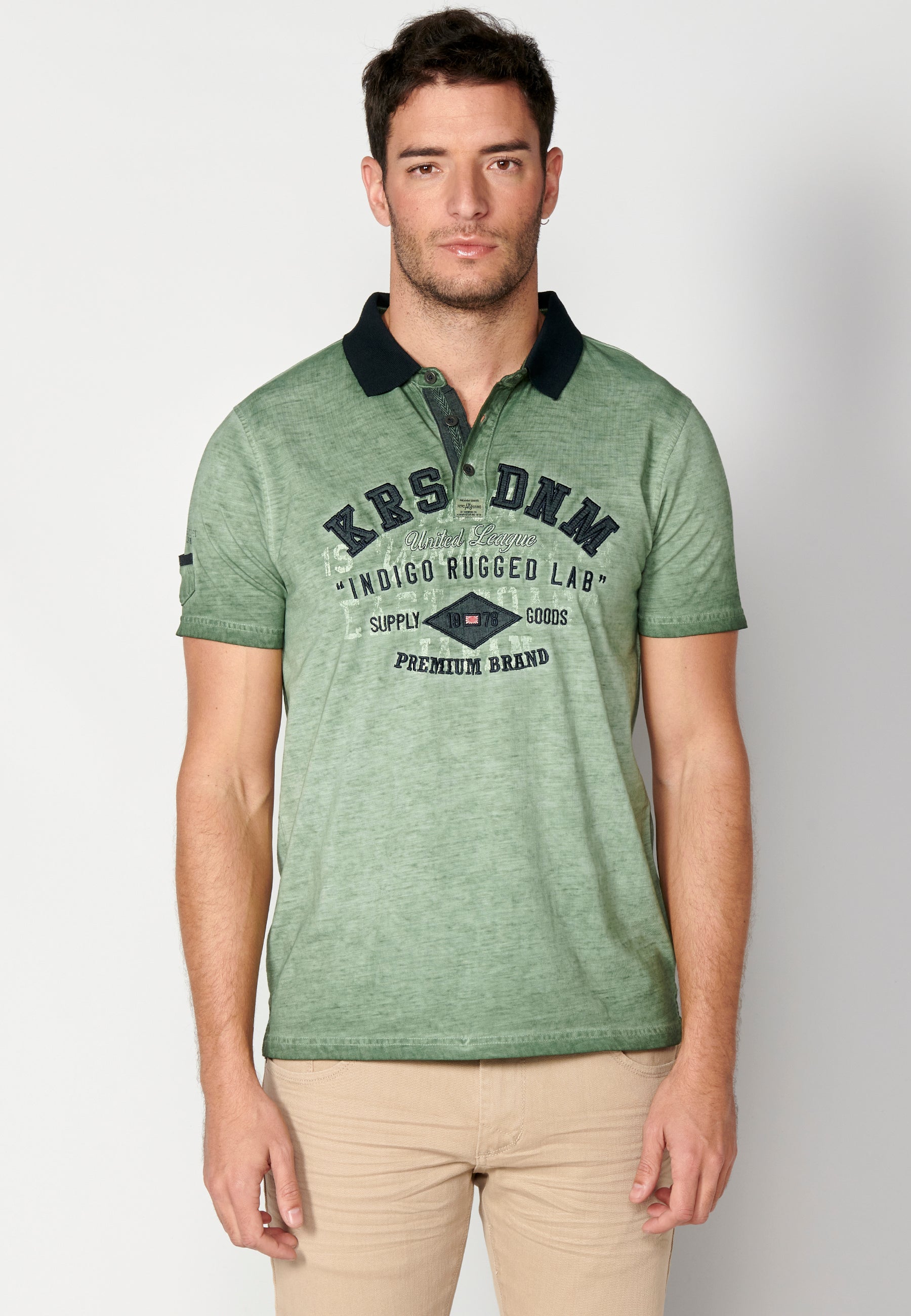 Polo Hombre Manga Corta Cuello Camisero Estampado – Koroshi 2311PC15