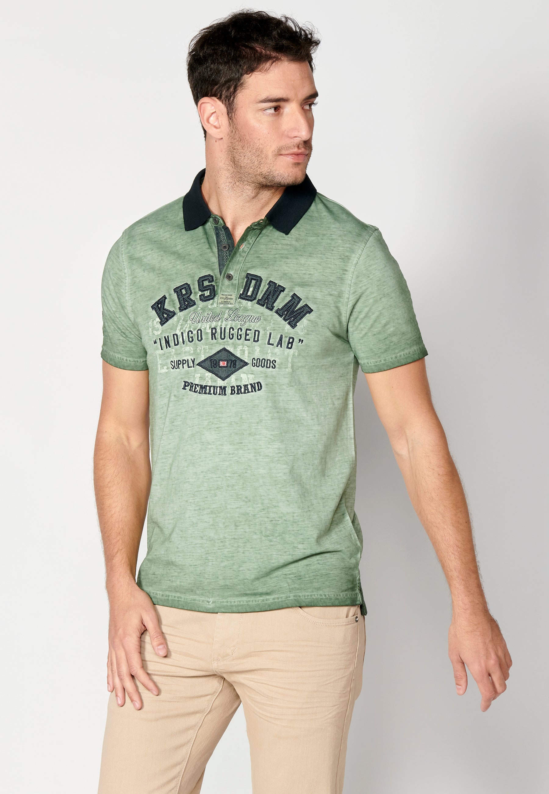 Polo Hombre Manga Corta Cuello Camisero Estampado – Koroshi 2311PC15