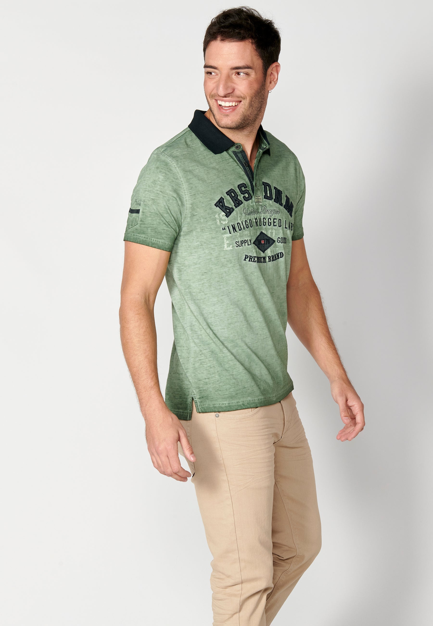 Polo Hombre Manga Corta Cuello Camisero Estampado – Koroshi 2311PC15