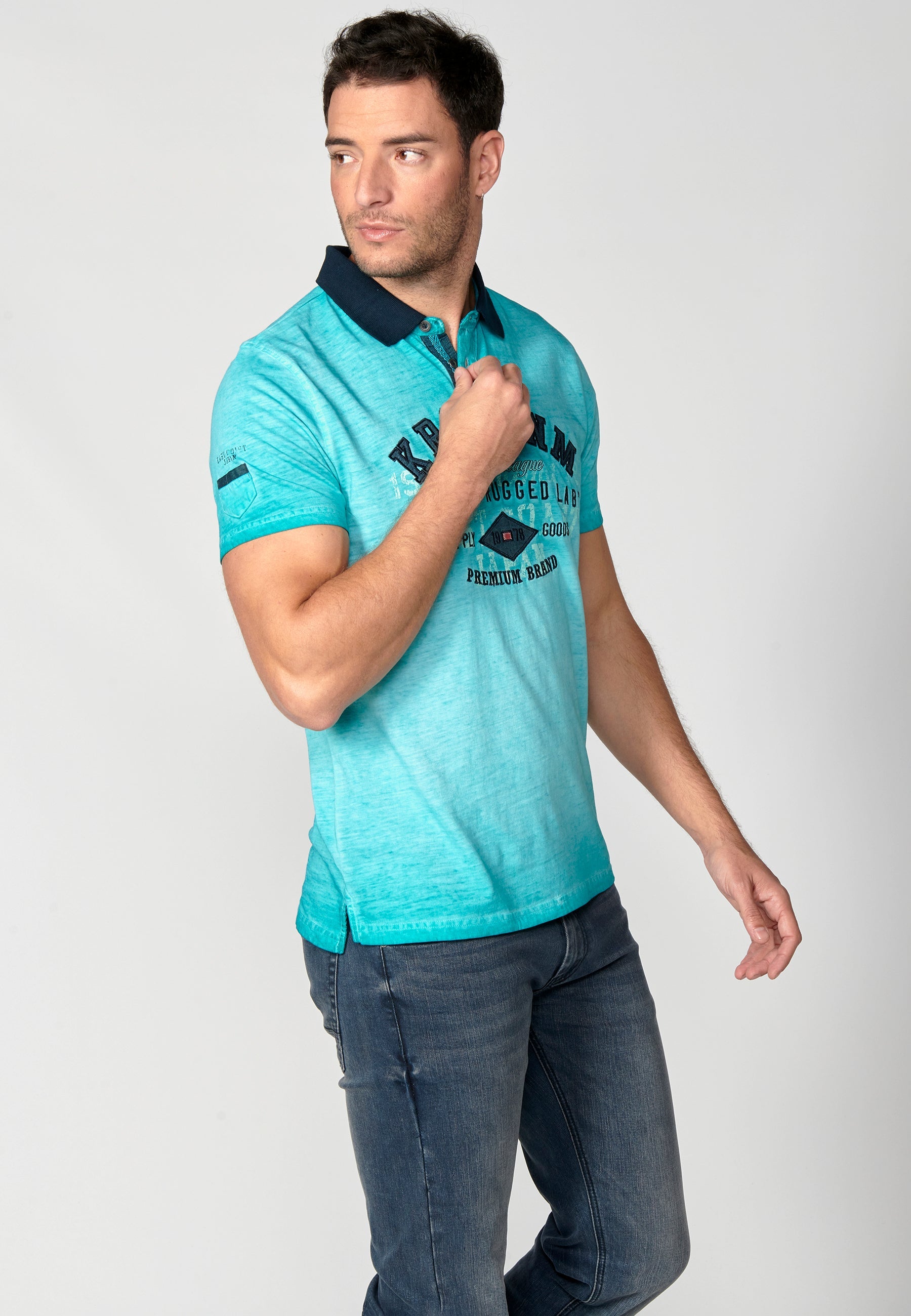 Polo Hombre Manga Corta Cuello Camisero Estampado – Koroshi 2311PC15