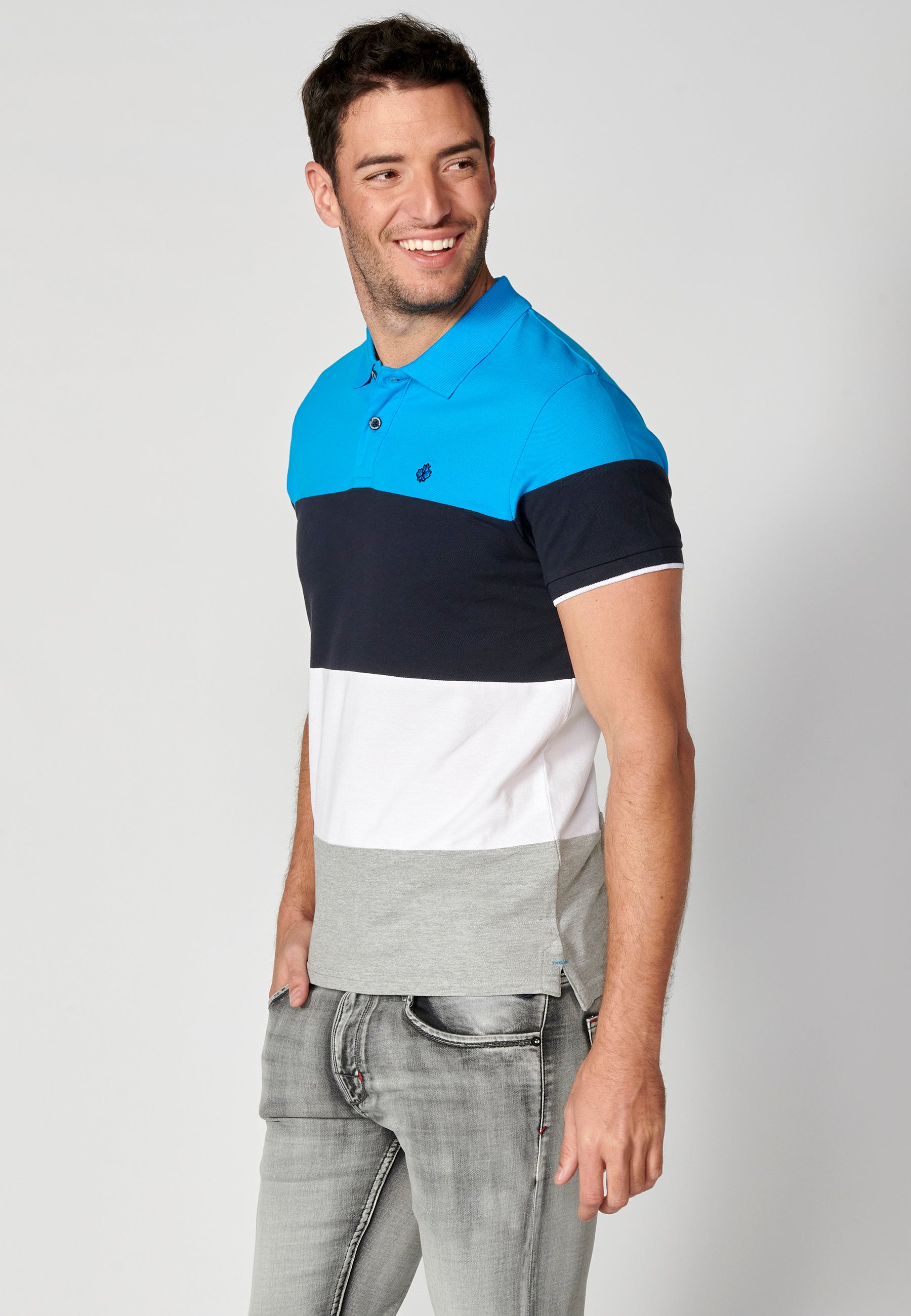 Polo Hombre Manga Corta Cuello Camisero a Rayas – Koroshi 2311PC21