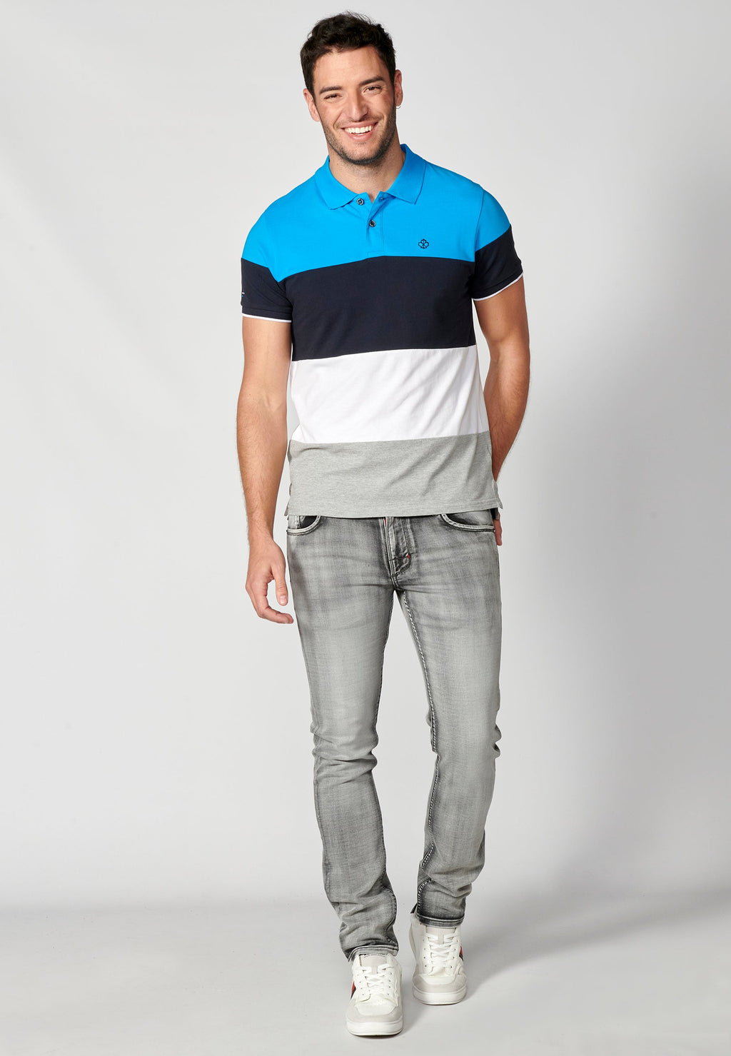 Polo Hombre Manga Corta Cuello Camisero a Rayas – Koroshi 2311PC21