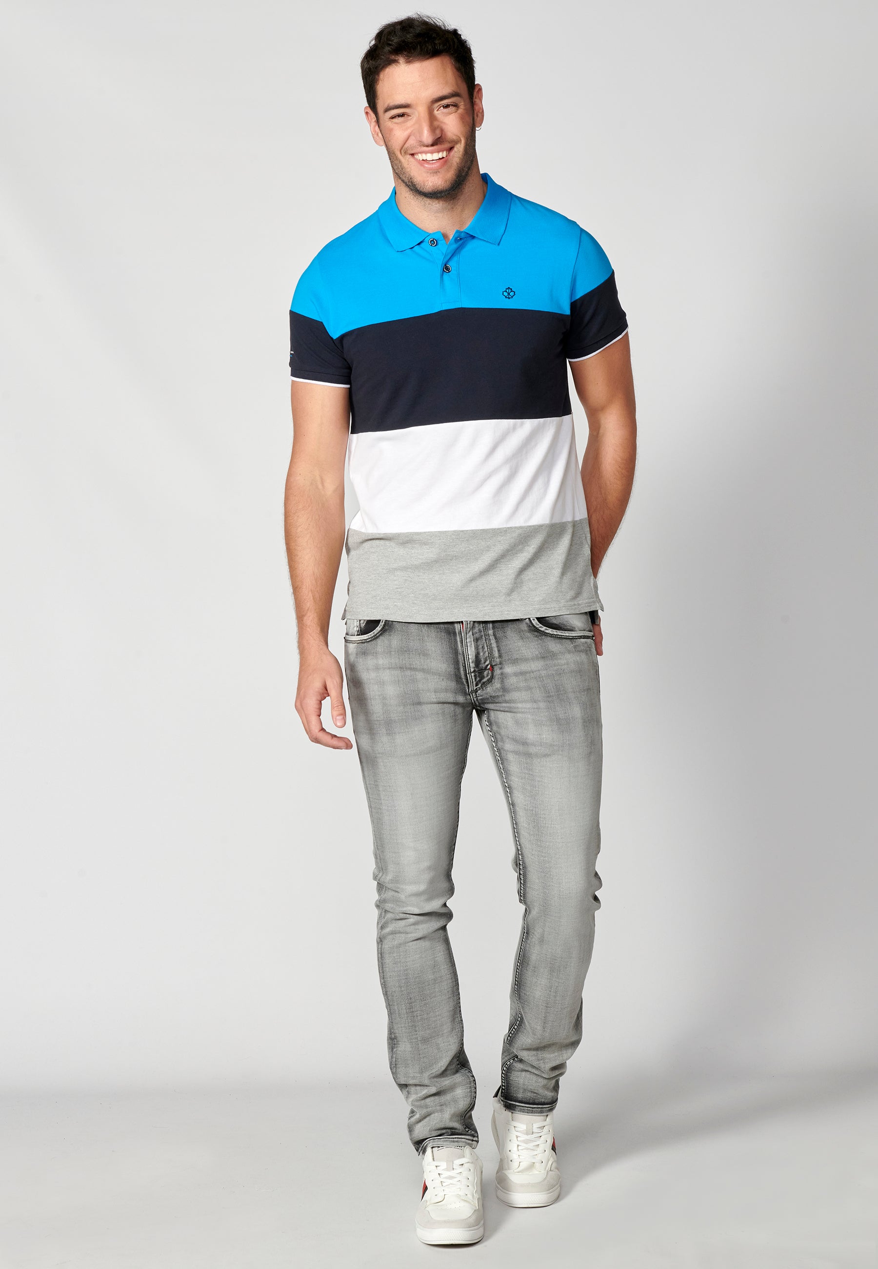 Polo Hombre Manga Corta Cuello Camisero a Rayas – Koroshi 2311PC21