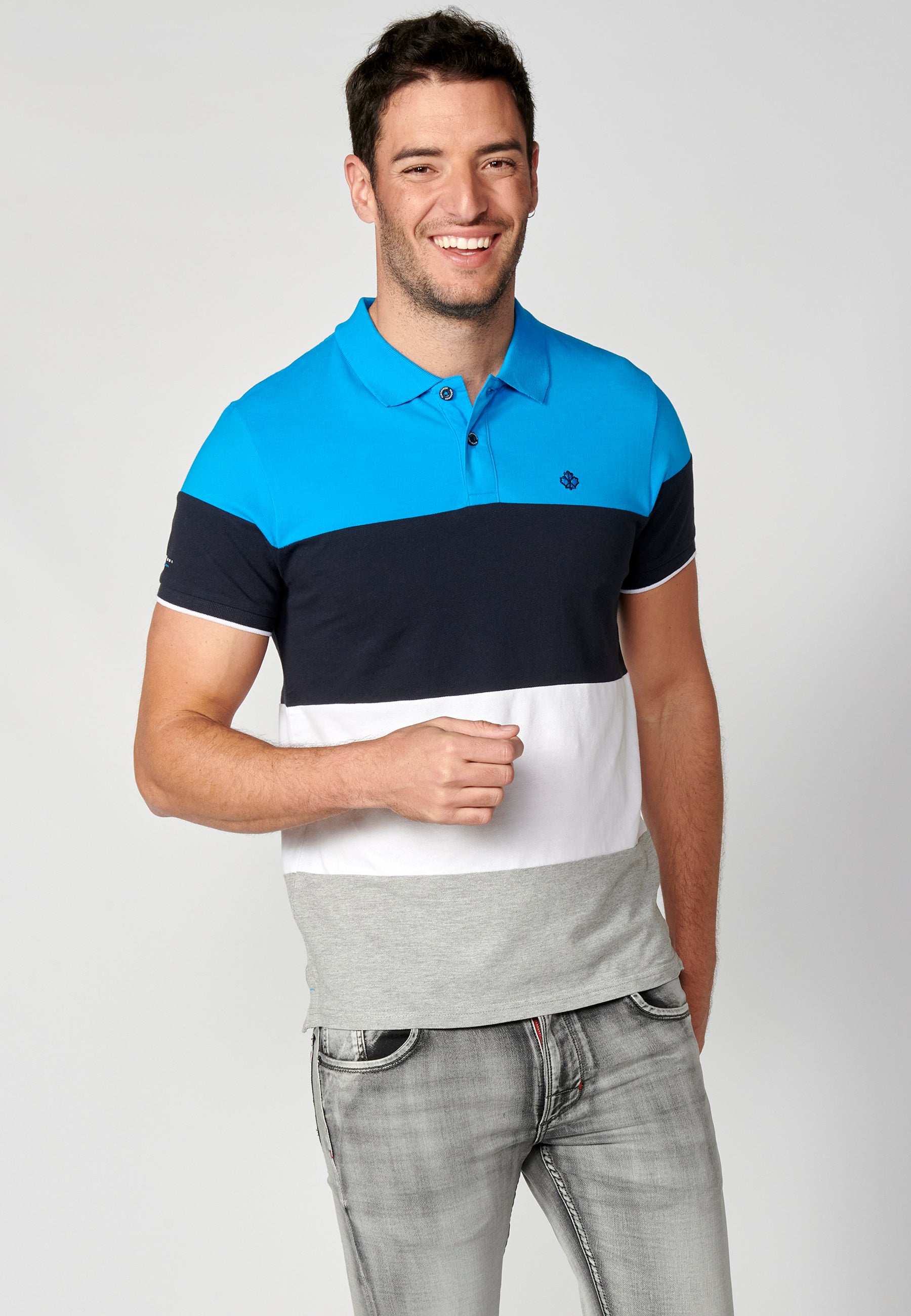 Polo Hombre Manga Corta Cuello Camisero a Rayas – Koroshi 2311PC21