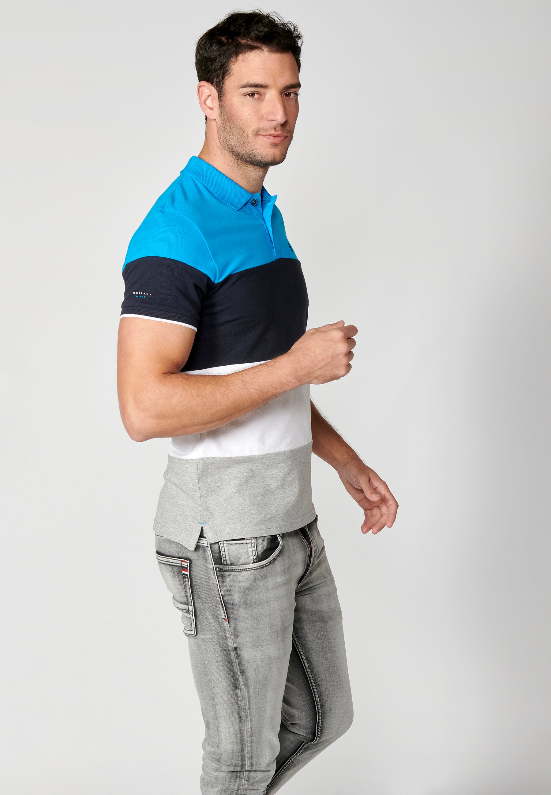 Polo Hombre Manga Corta Cuello Camisero a Rayas – Koroshi 2311PC21