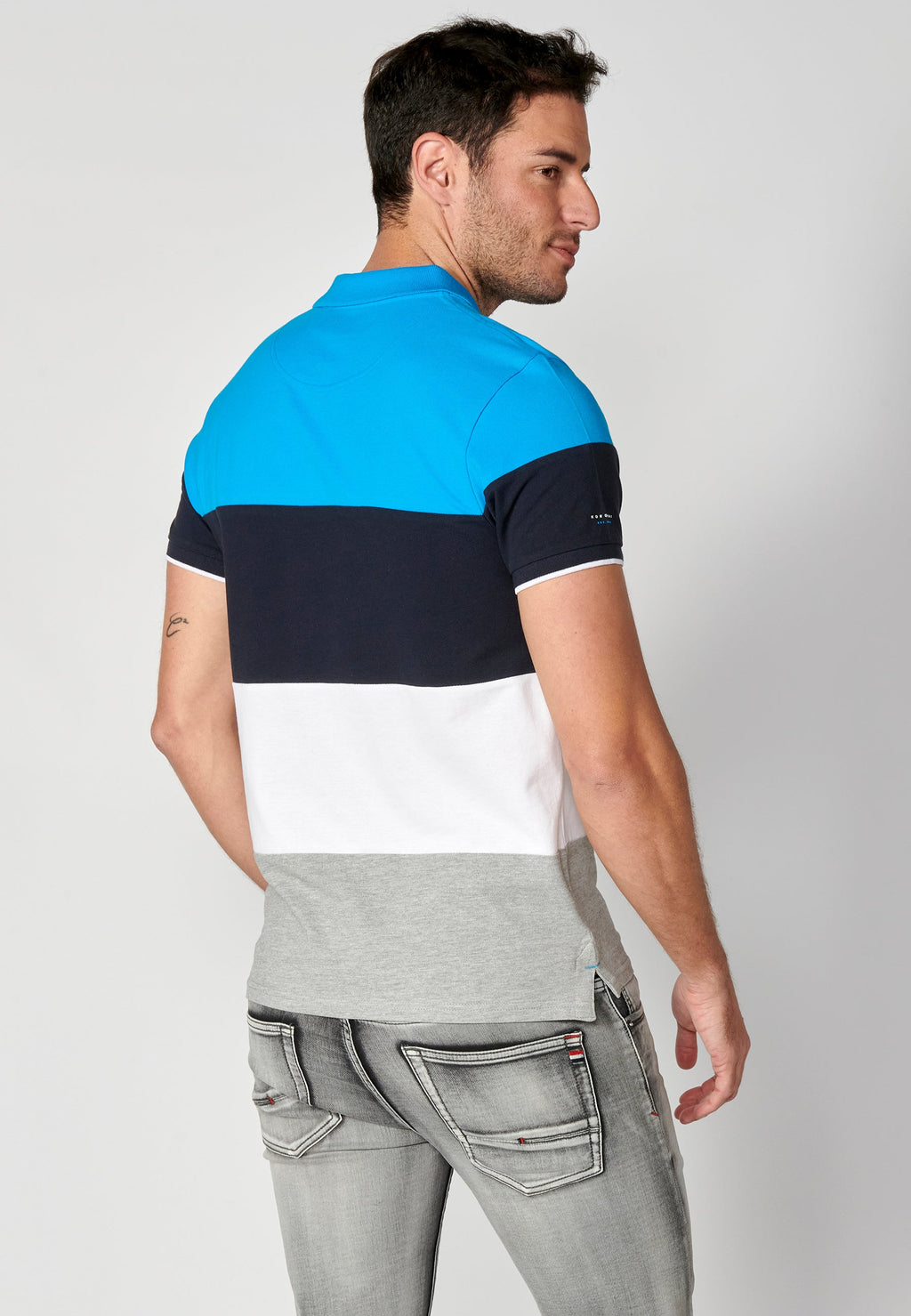 Polo Hombre Manga Corta Cuello Camisero a Rayas – Koroshi 2311PC21