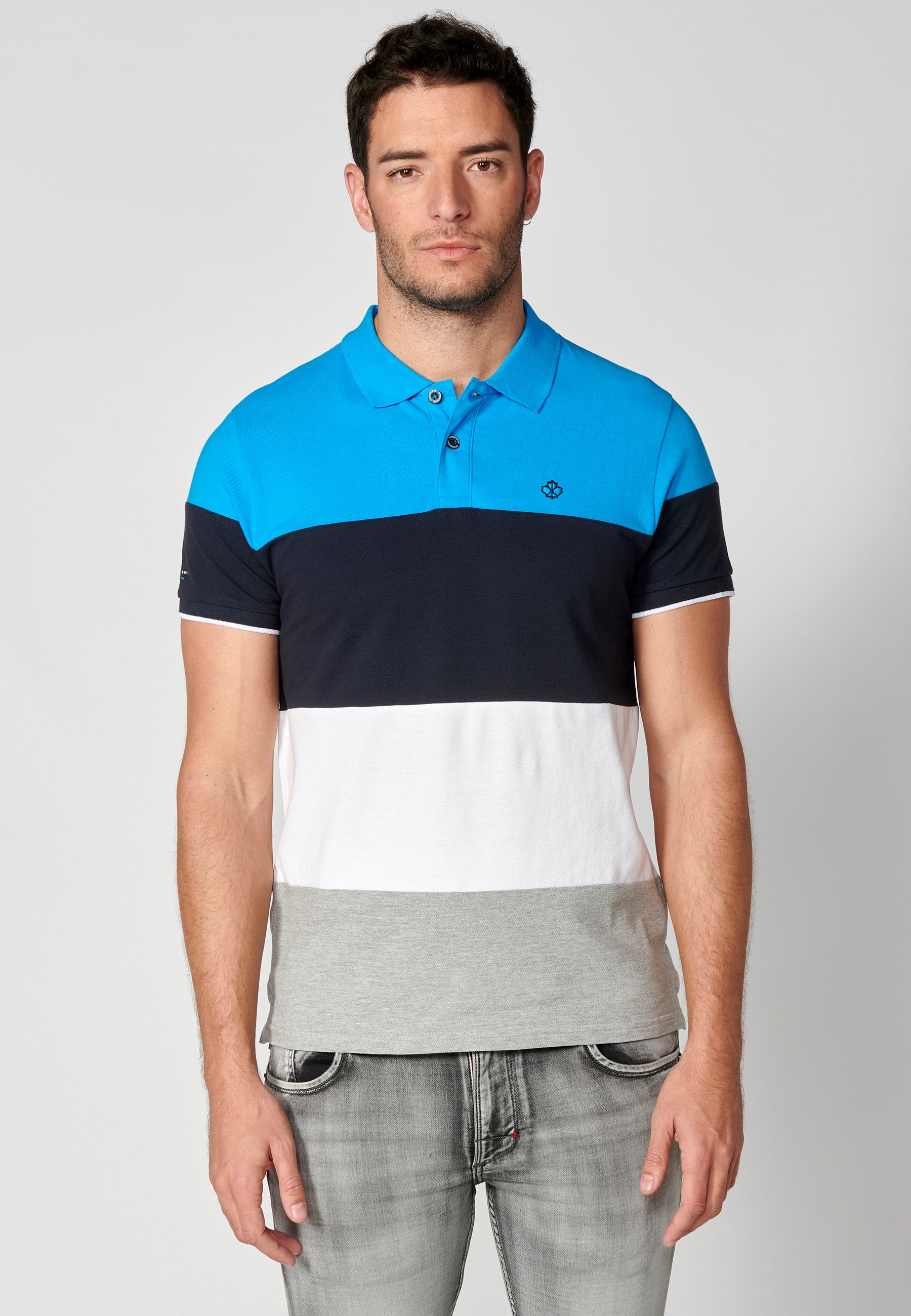 Polo Hombre Manga Corta Cuello Camisero a Rayas – Koroshi 2311PC21