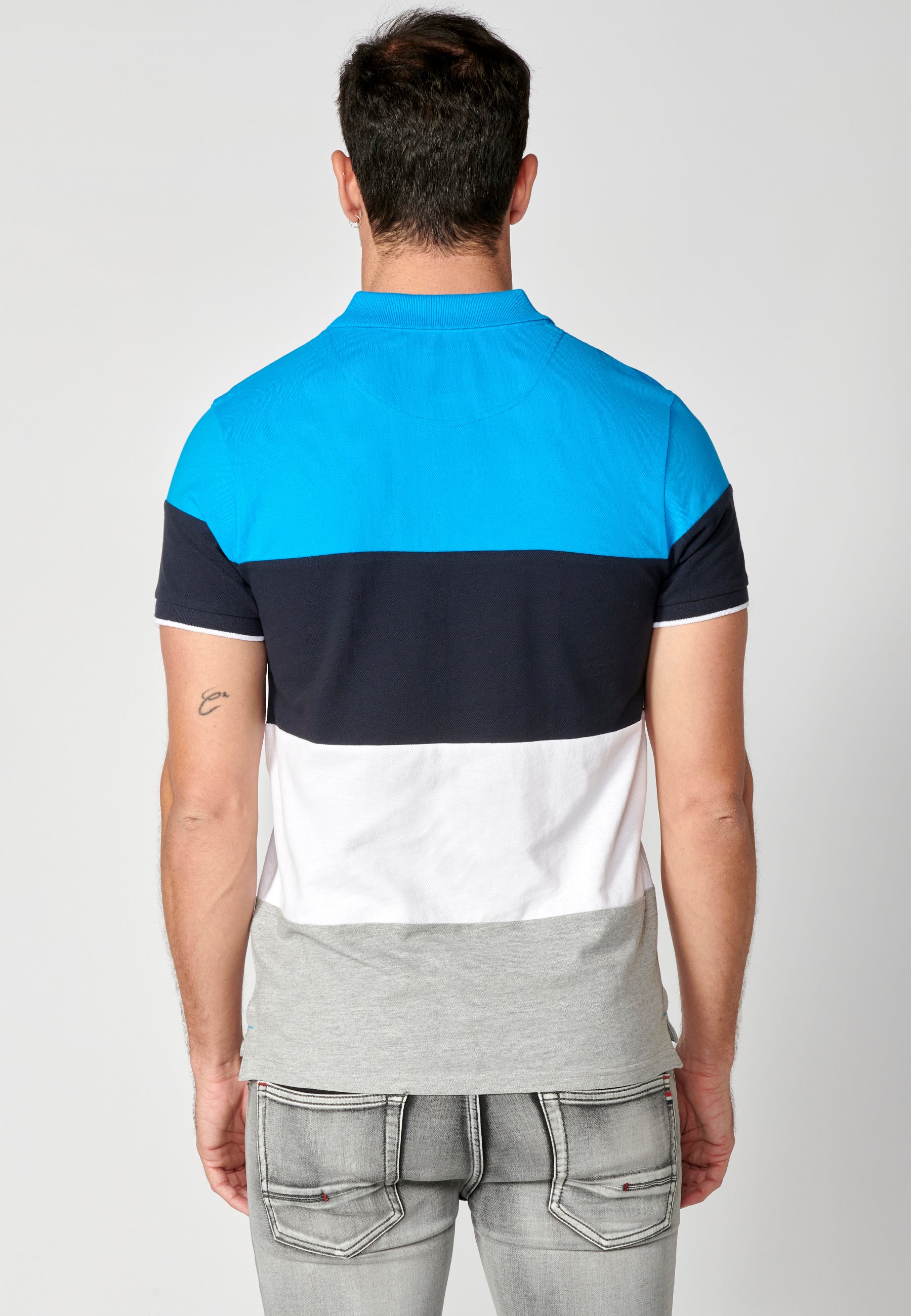 Polo Hombre Manga Corta Cuello Camisero a Rayas – Koroshi 2311PC21