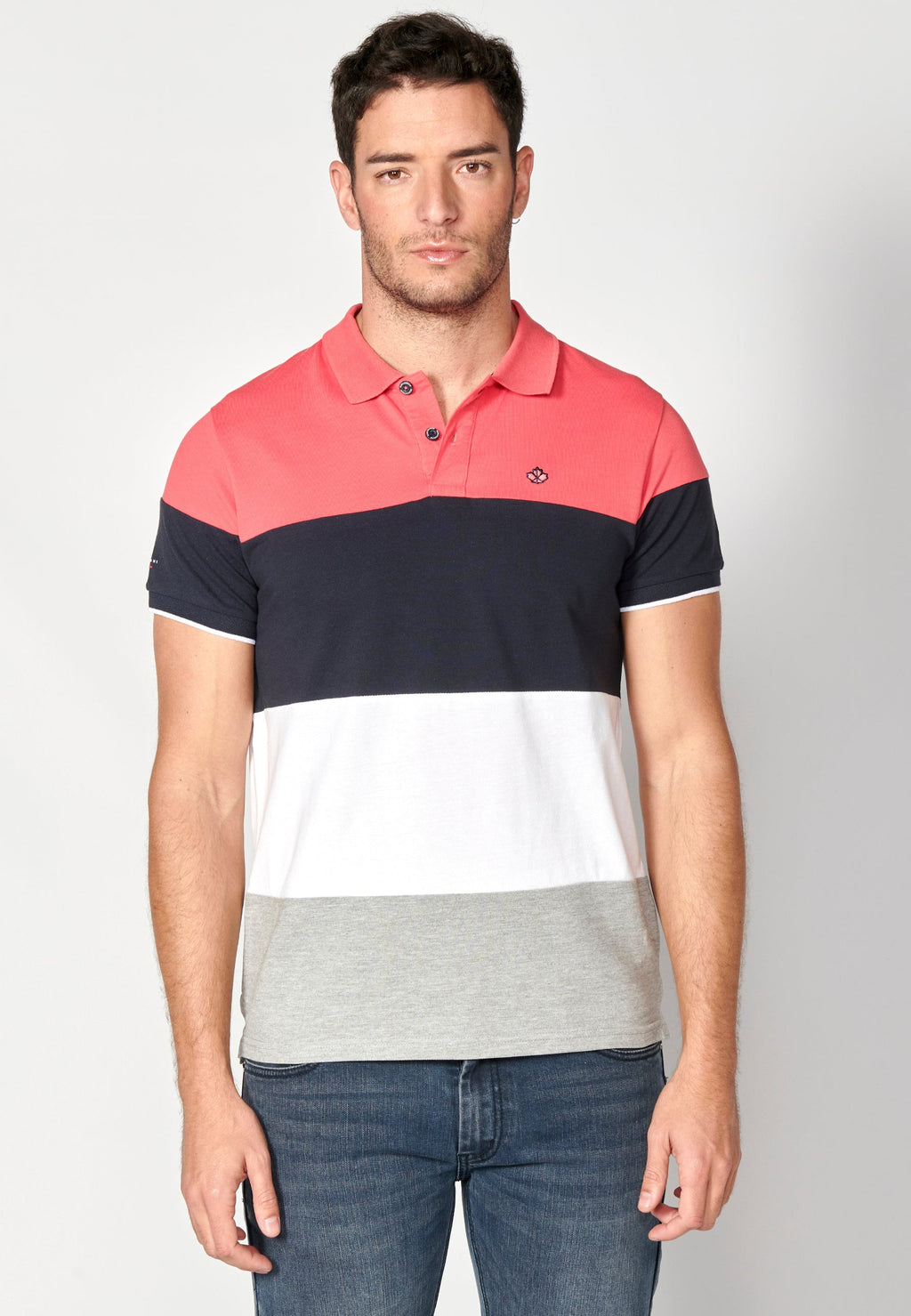 Polo Hombre Manga Corta Cuello Camisero a Rayas – Koroshi 2311PC21