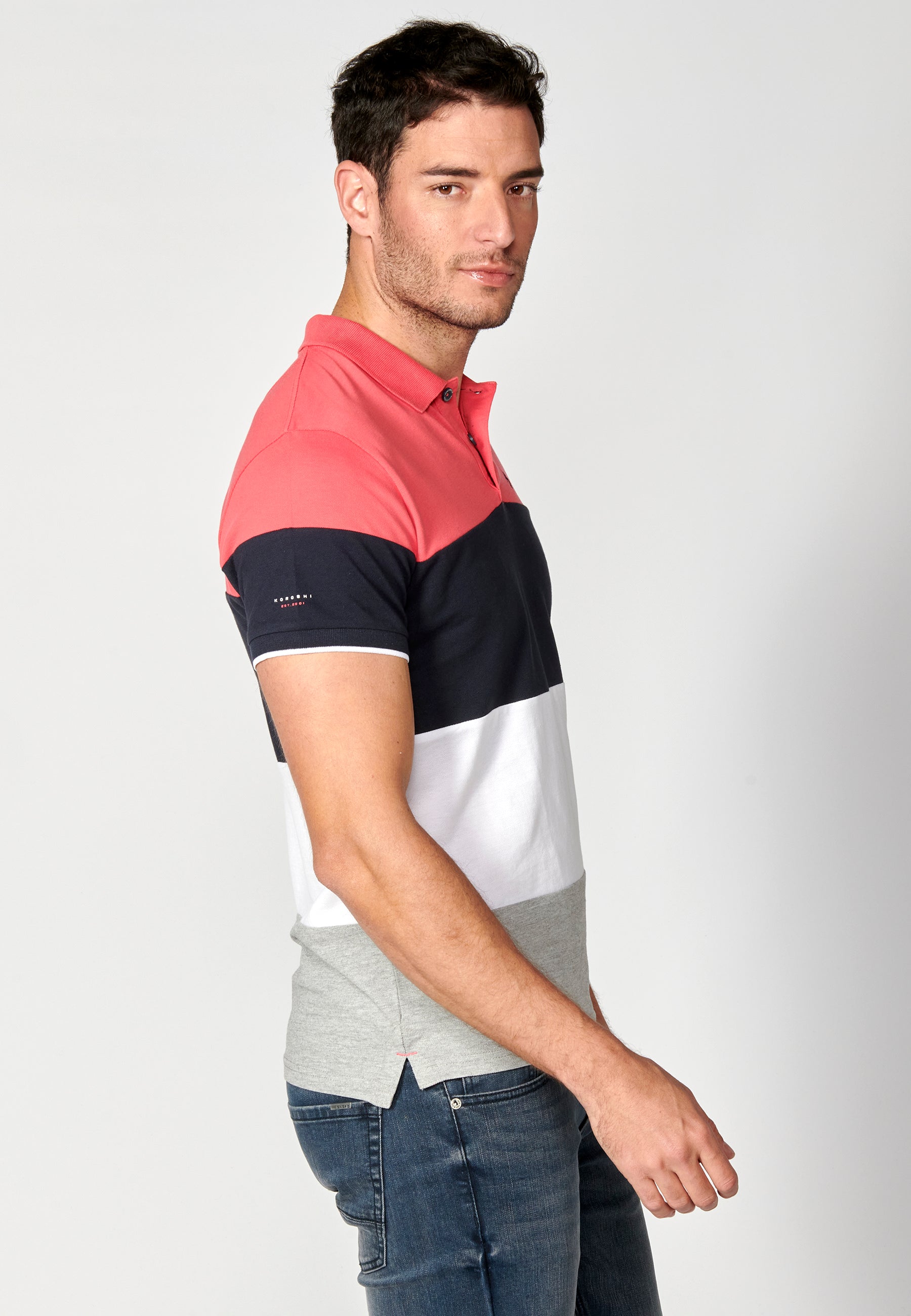 Polo Hombre Manga Corta Cuello Camisero a Rayas – Koroshi 2311PC21