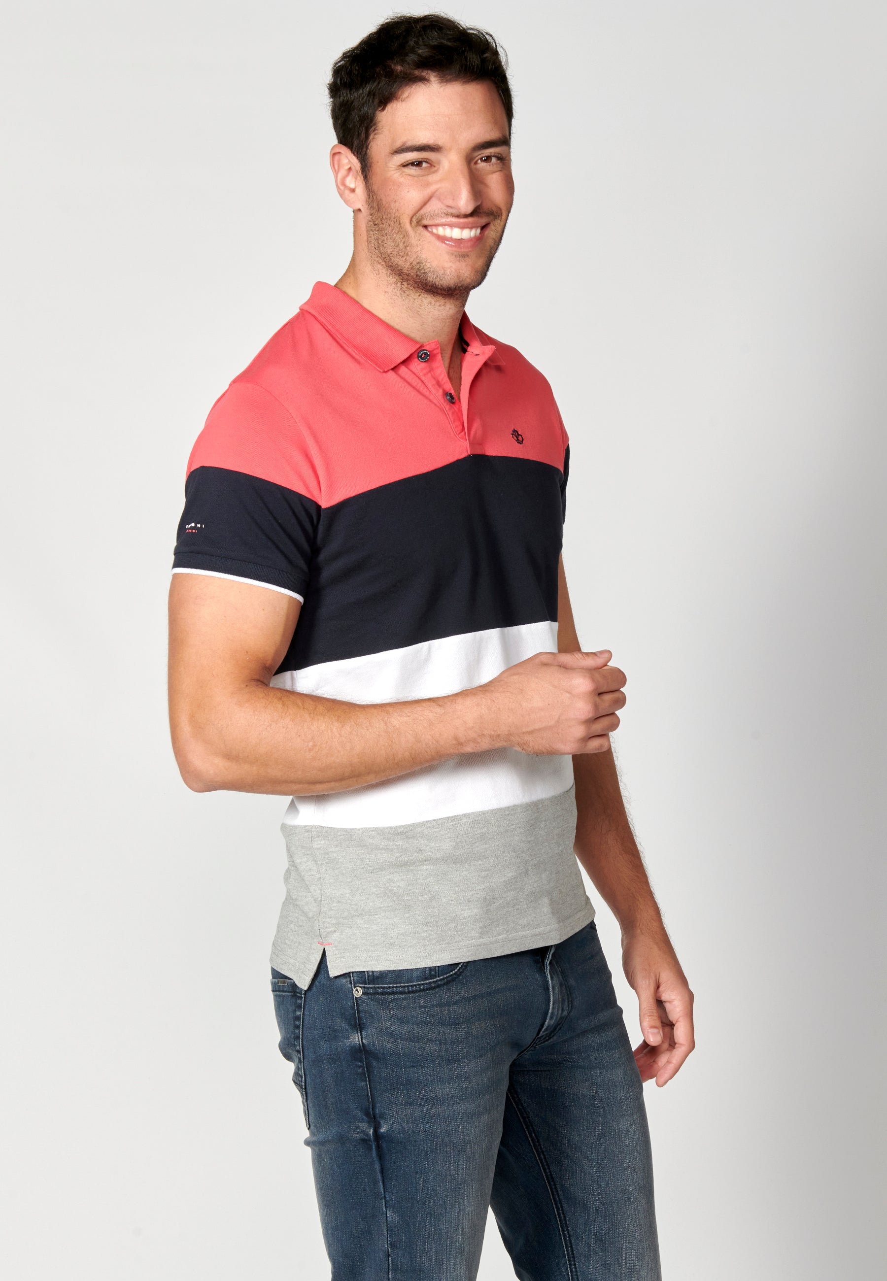 Polo Hombre Manga Corta Cuello Camisero a Rayas – Koroshi 2311PC21