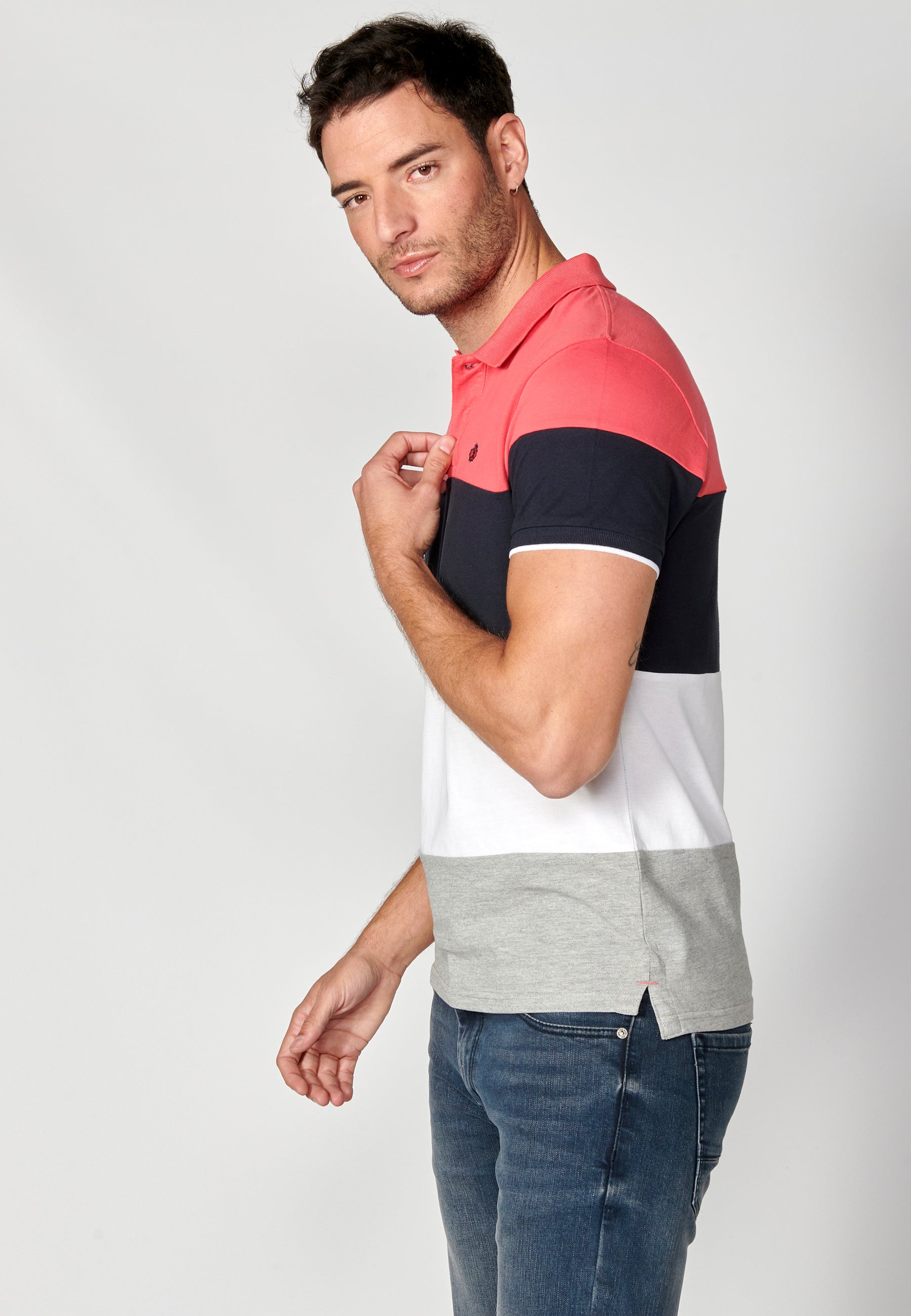 Polo Hombre Manga Corta Cuello Camisero a Rayas – Koroshi 2311PC21