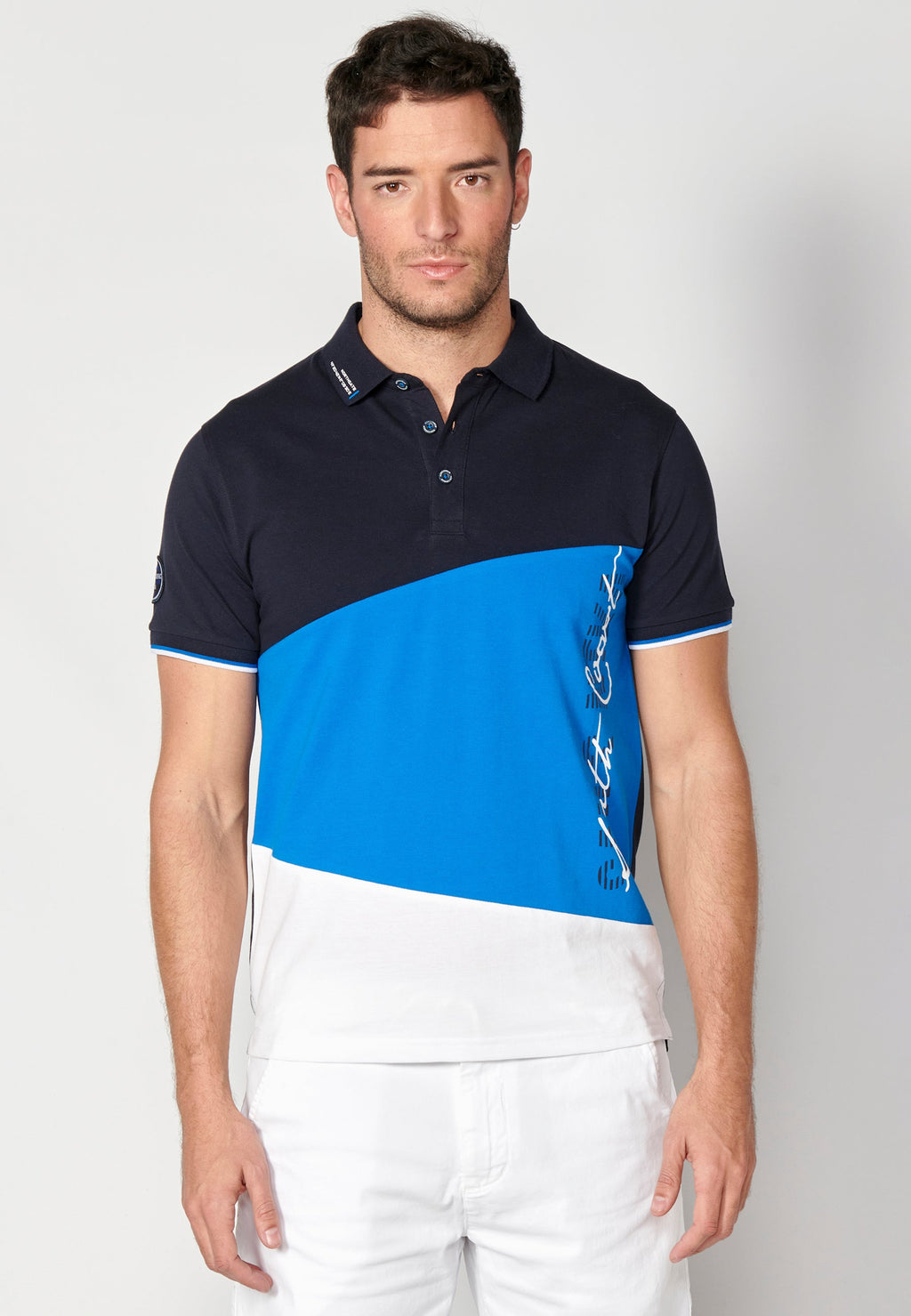 Polo Hombre Manga Corta Cuello Camisero Color Block – Koroshi 2311PC24