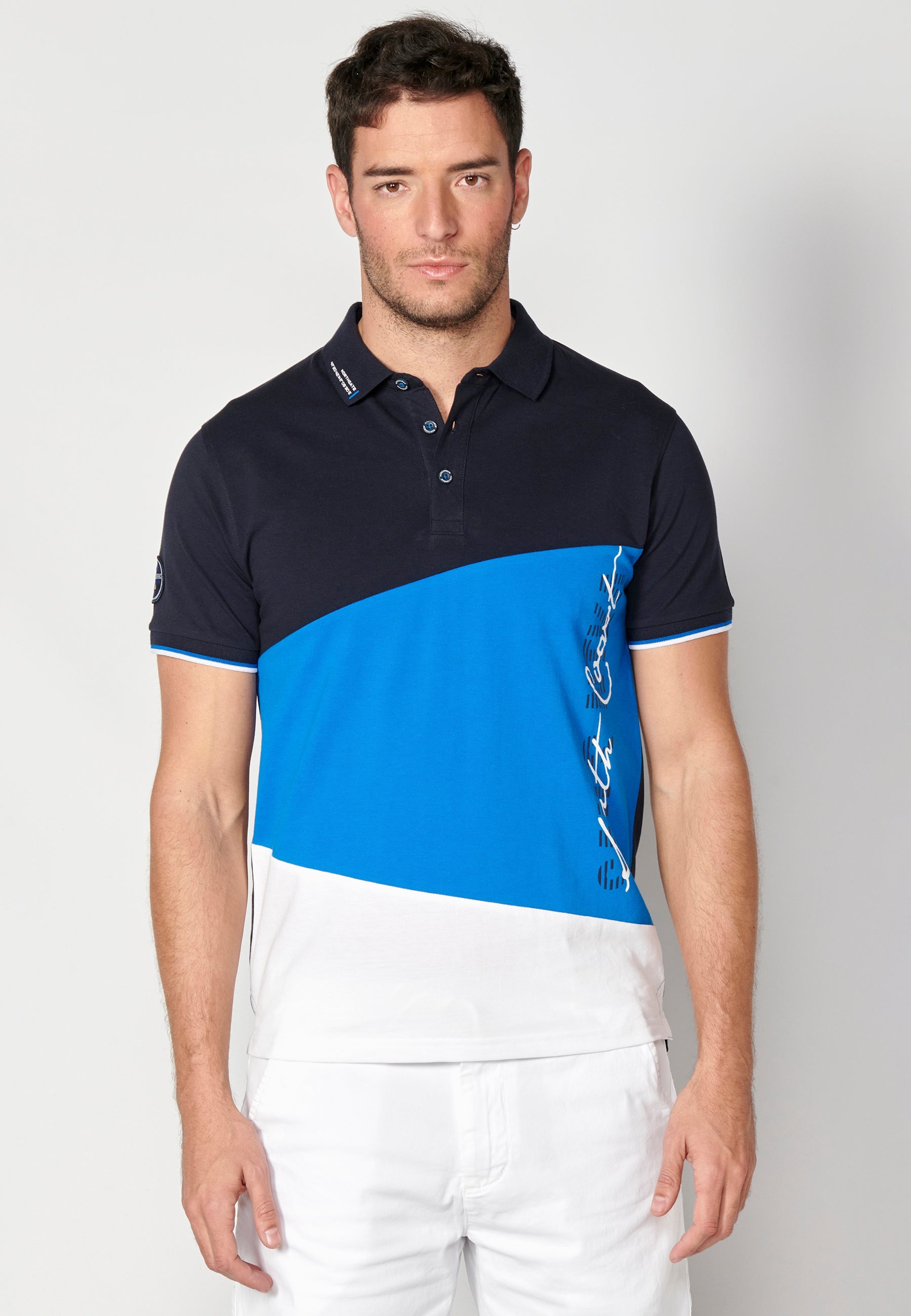 Polo Hombre Manga Corta Cuello Camisero Color Block – Koroshi 2311PC24
