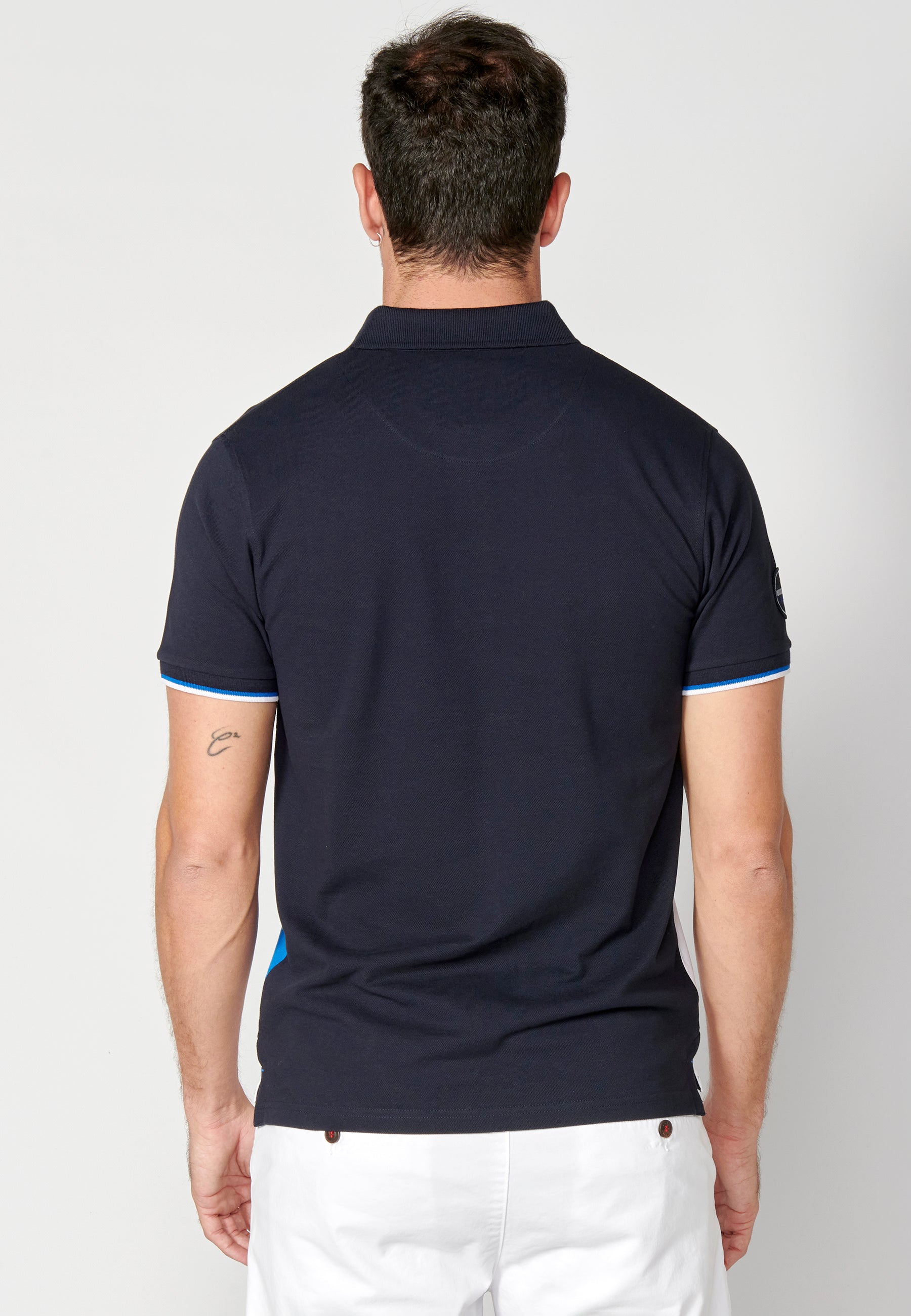 Polo Hombre Manga Corta Cuello Camisero Color Block – Koroshi 2311PC24