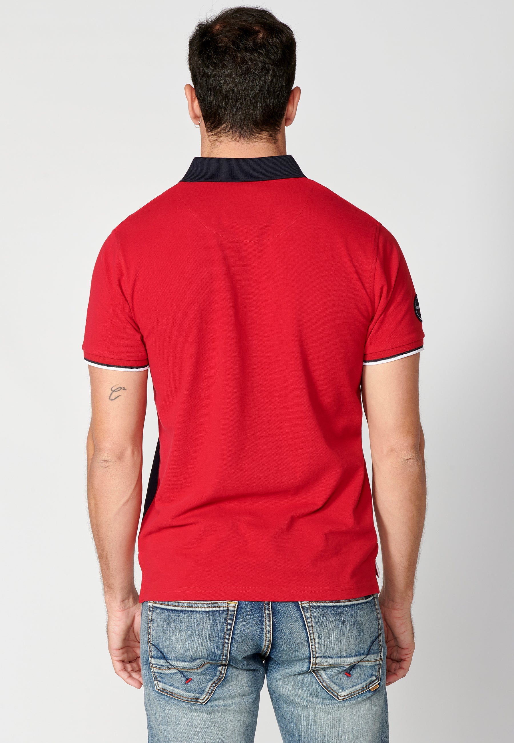 Polo Hombre Manga Corta Cuello Camisero Color Block – Koroshi 2311PC24