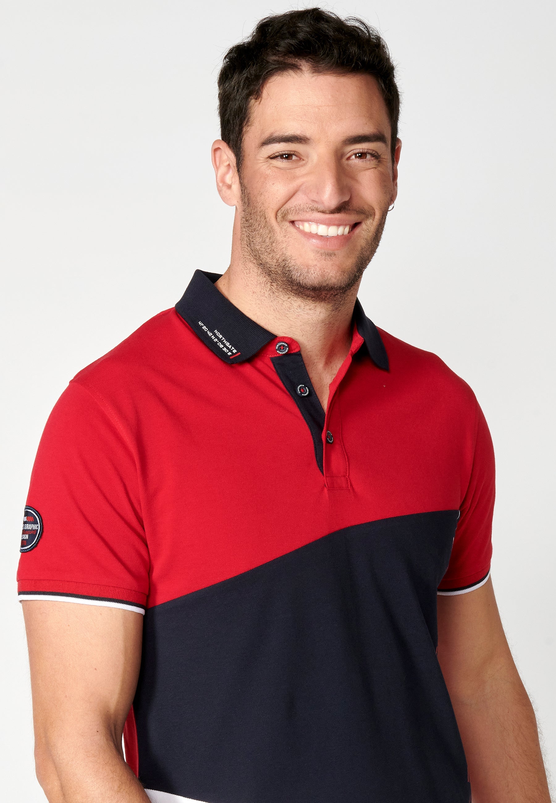 Polo Hombre Manga Corta Cuello Camisero Color Block – Koroshi 2311PC24