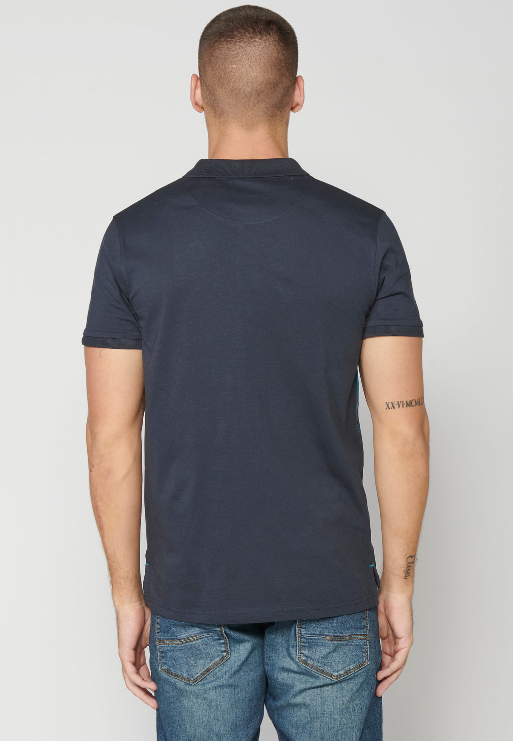 Polo Hombre Manga Corta Cuello Camisero Estampado Tropical – Koroshi Navy