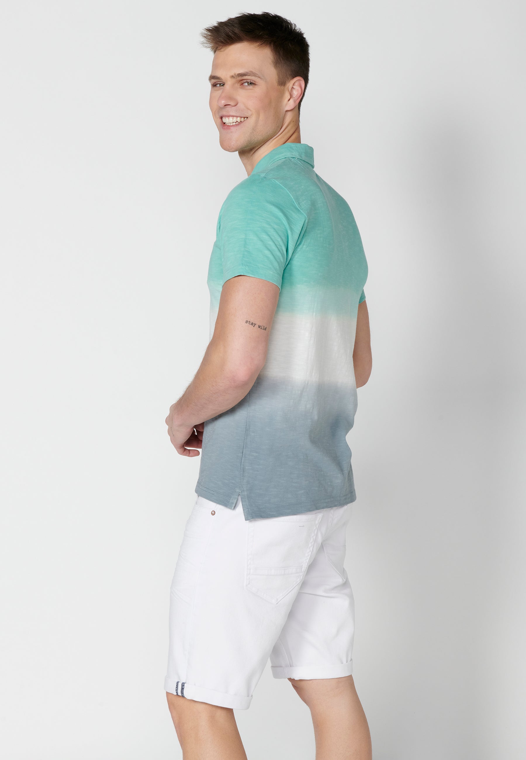 Polo Hombre Manga Corta Cuello Camisero Degradado – Koroshi 2311PC30