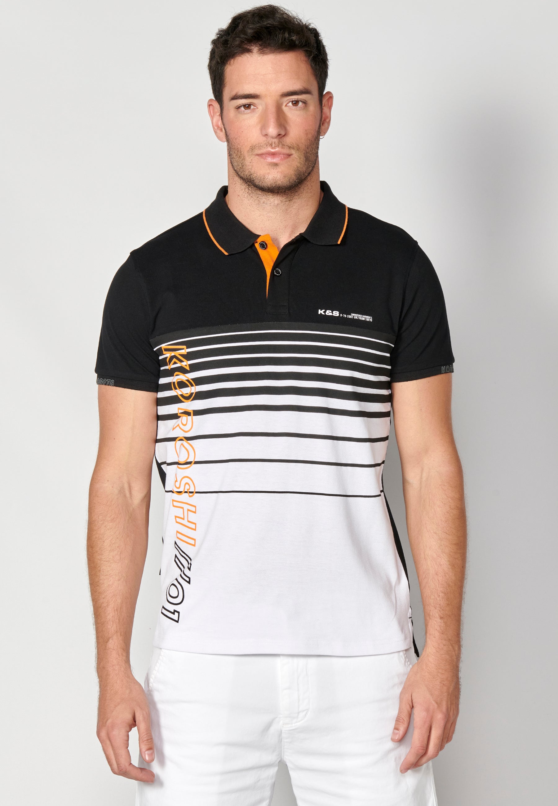 Polo Hombre Manga Corta Cuello Camisero a Rayas – Koroshi 2311PC35