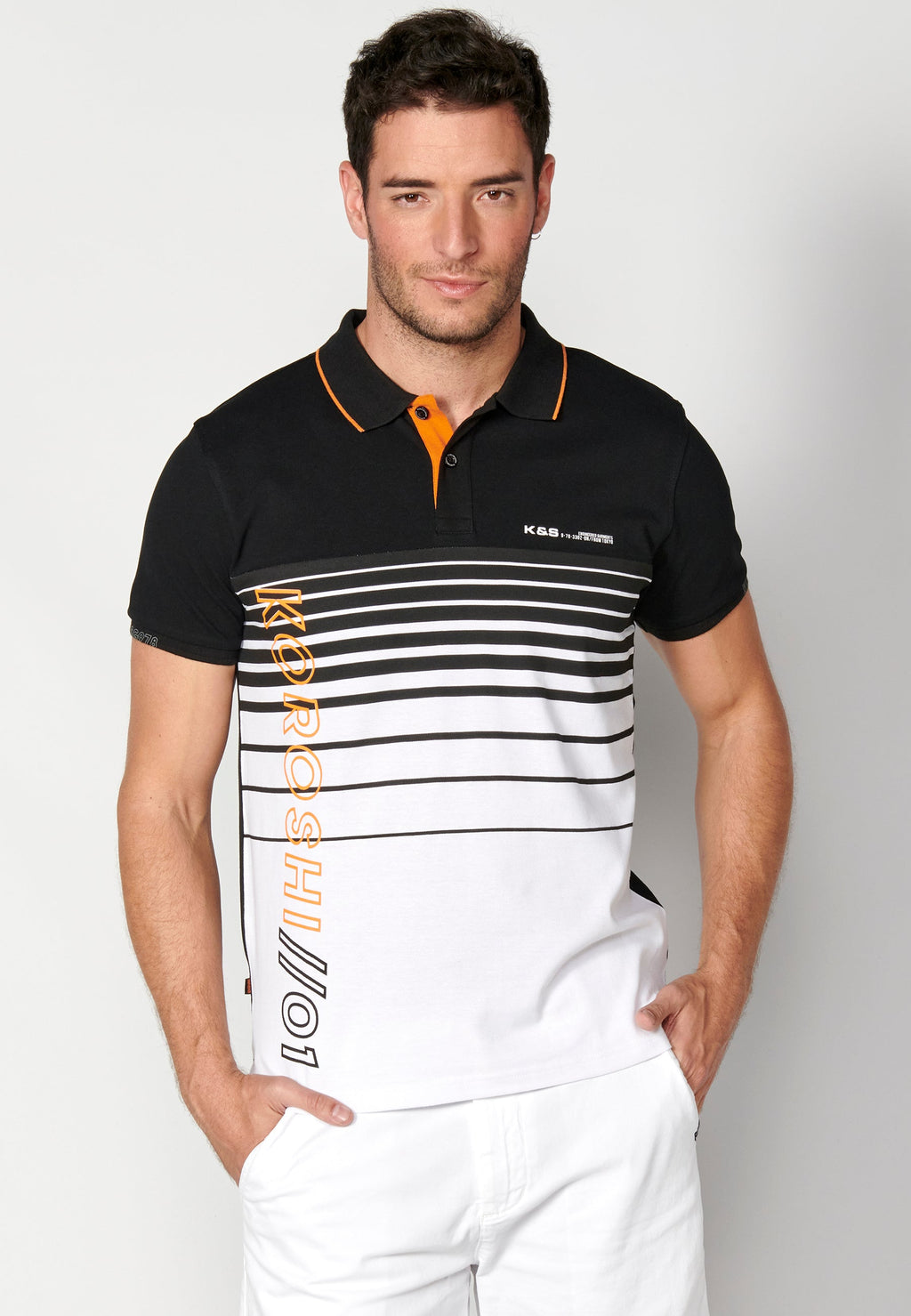 Polo Hombre Manga Corta Cuello Camisero a Rayas – Koroshi 2311PC35