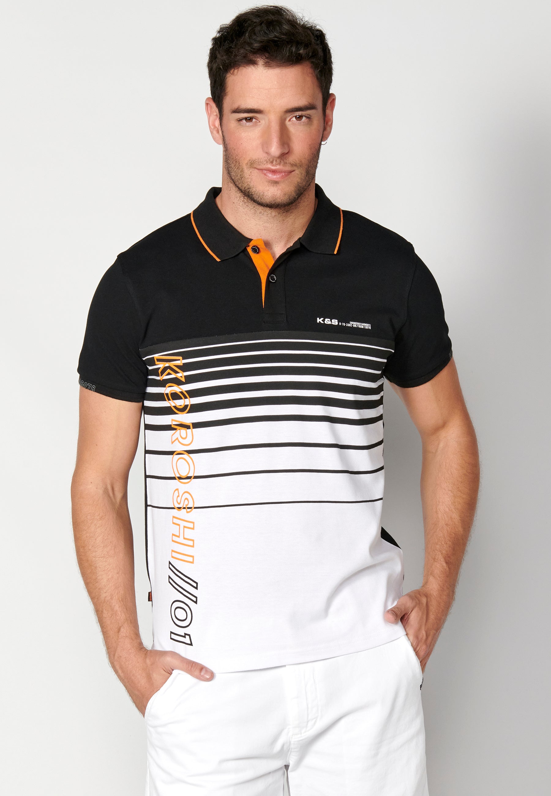 Polo Hombre Manga Corta Cuello Camisero a Rayas – Koroshi 2311PC35
