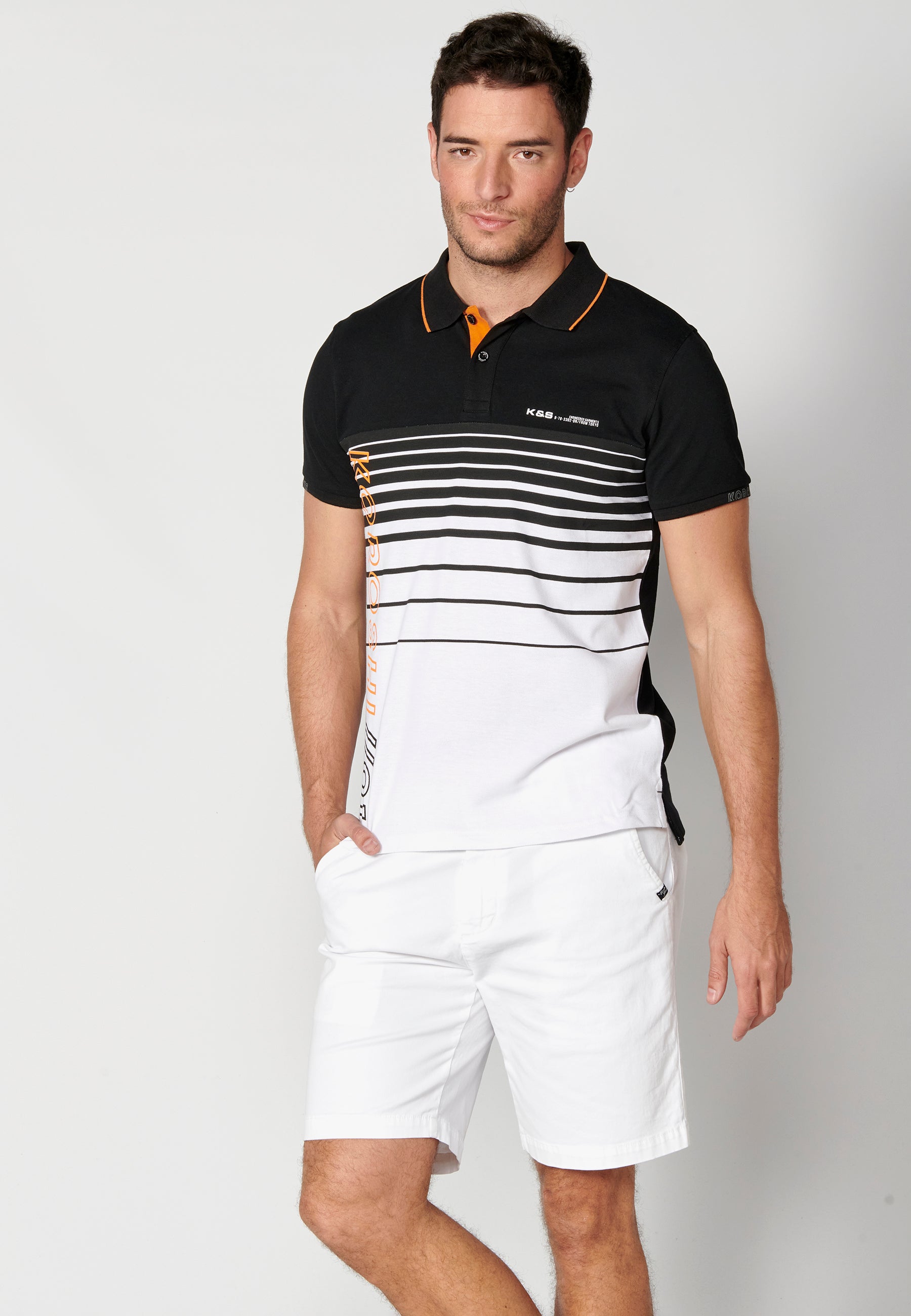 Polo Hombre Manga Corta Cuello Camisero a Rayas – Koroshi 2311PC35