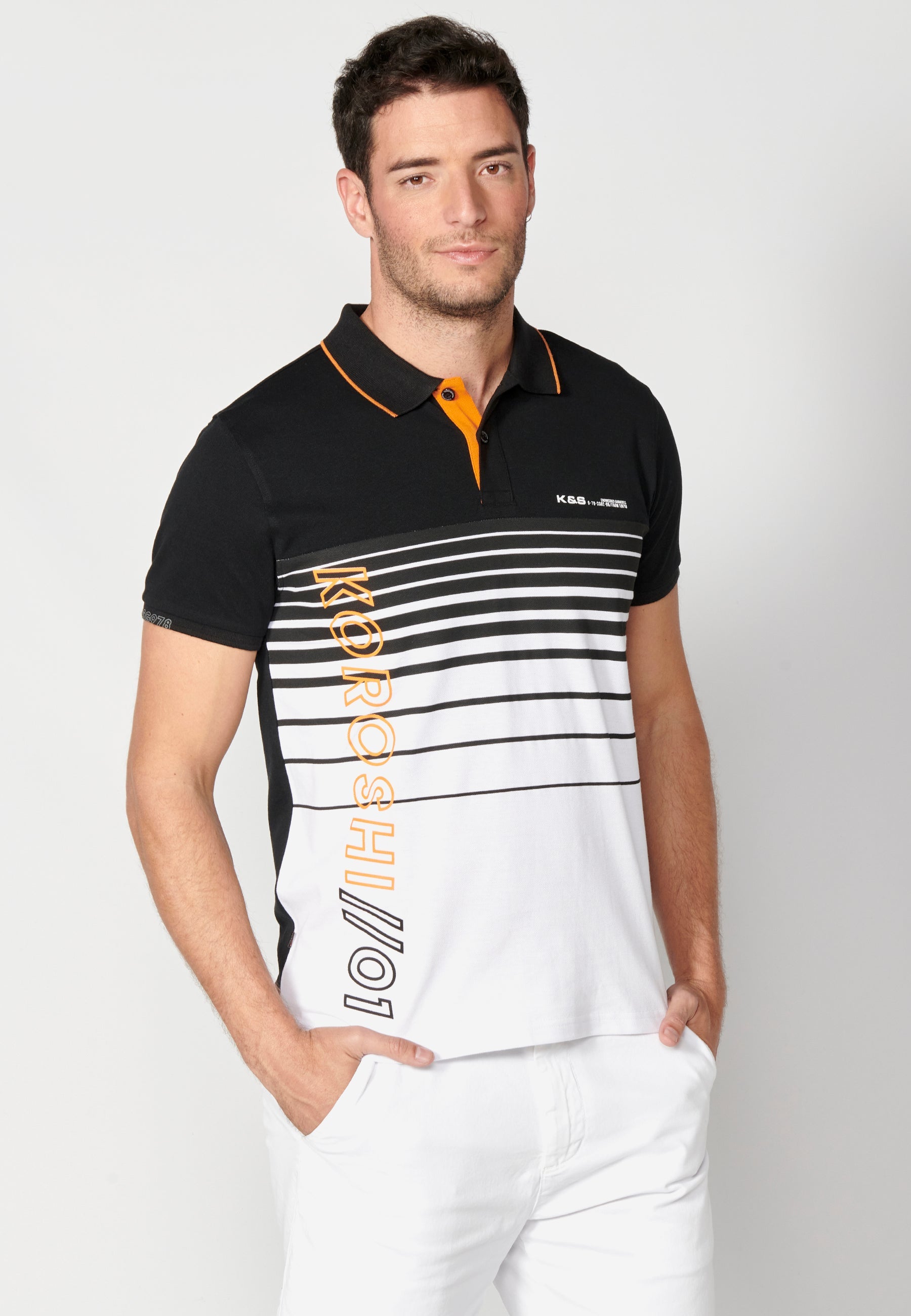 Polo Hombre Manga Corta Cuello Camisero a Rayas – Koroshi 2311PC35