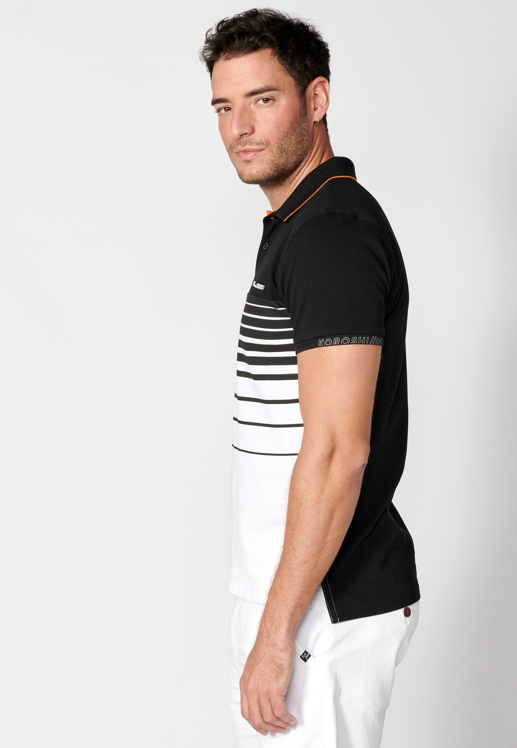 Polo Hombre Manga Corta Cuello Camisero a Rayas – Koroshi 2311PC35