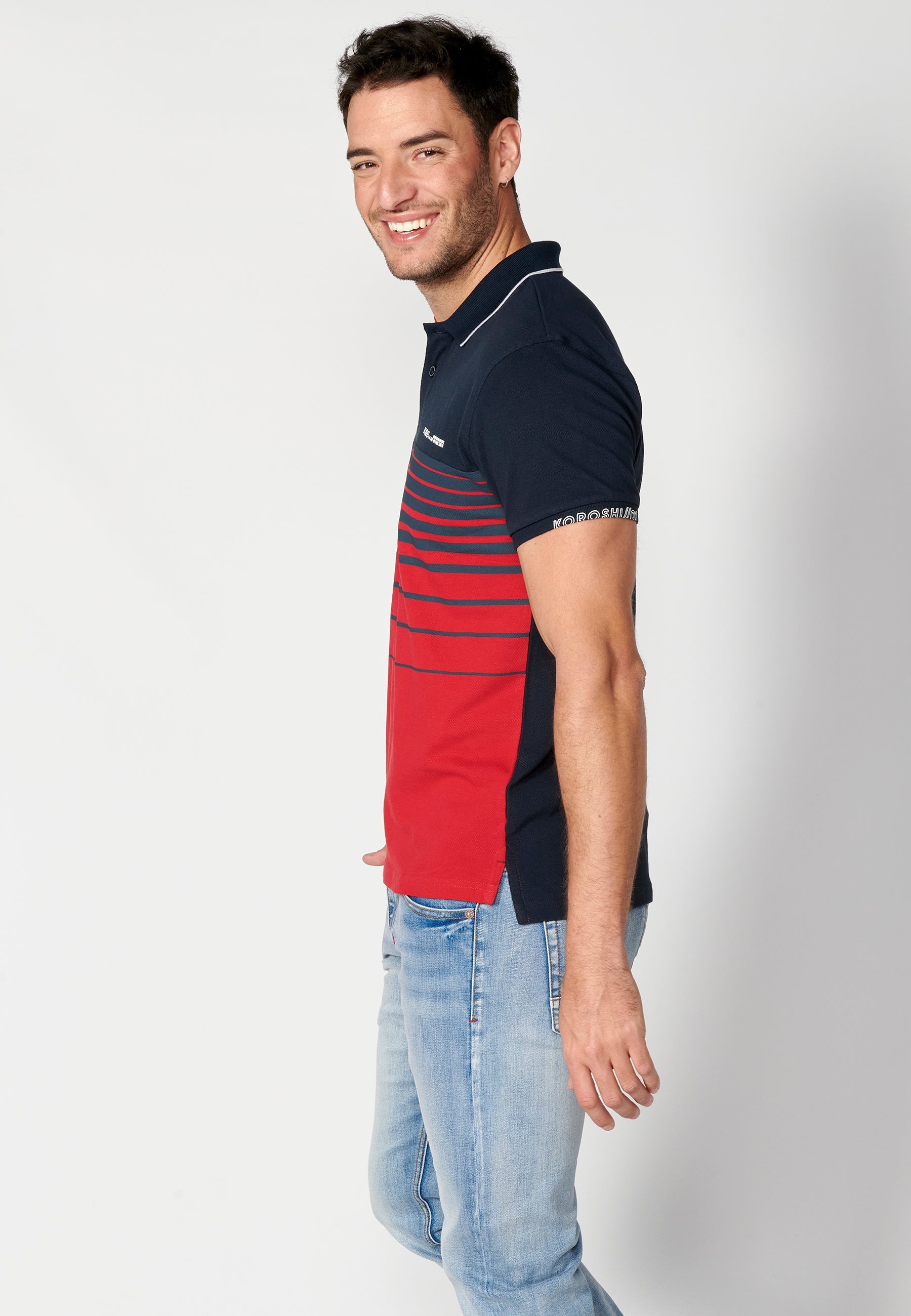Polo Hombre Manga Corta Cuello Camisero a Rayas – Koroshi 2311PC35