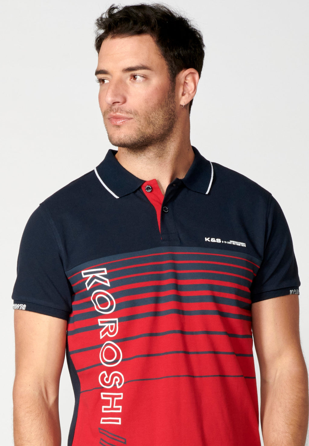 Polo Hombre Manga Corta Cuello Camisero a Rayas – Koroshi 2311PC35
