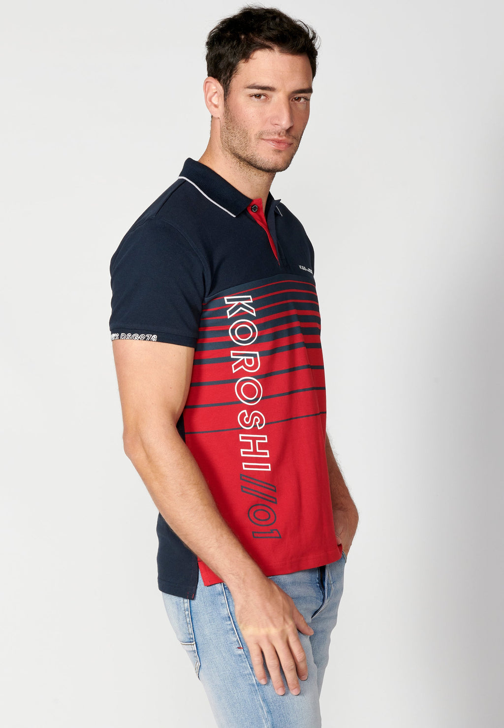 Polo Hombre Manga Corta Cuello Camisero a Rayas – Koroshi 2311PC35