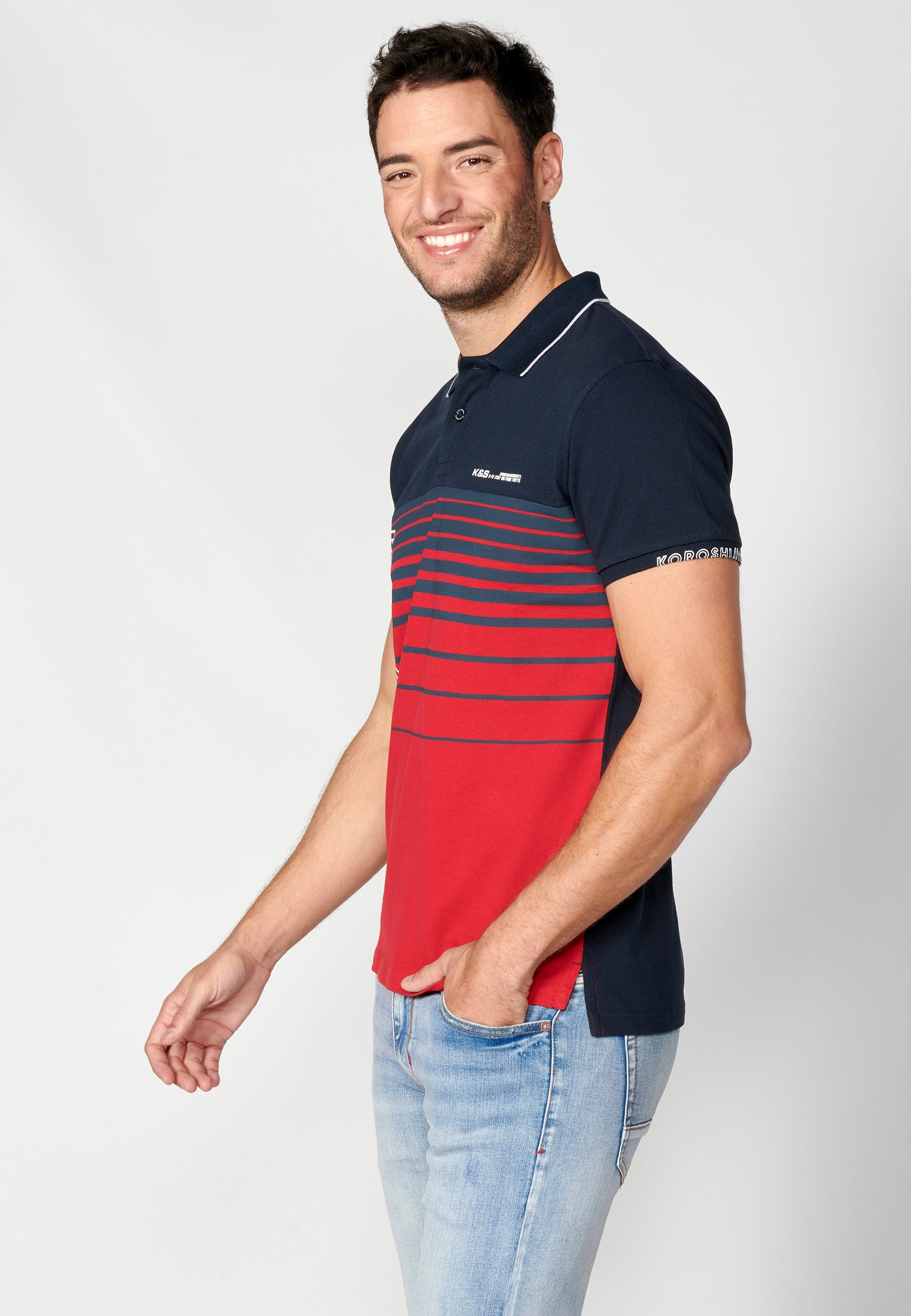 Polo Hombre Manga Corta Cuello Camisero a Rayas – Koroshi 2311PC35