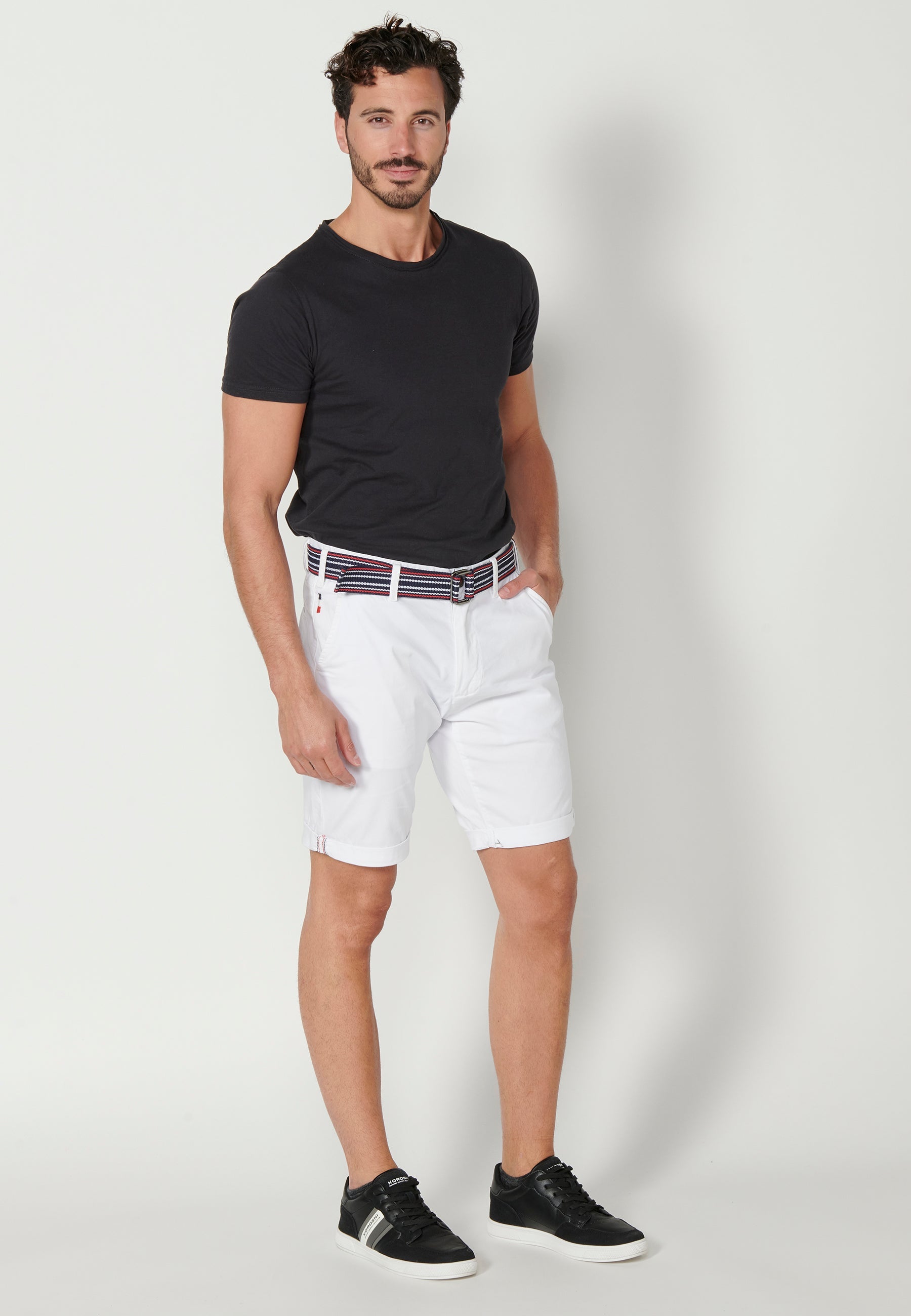 Bermuda Hombre Chino Acabado Vuelta Cinturón Marinero – Koroshi 2311PS07